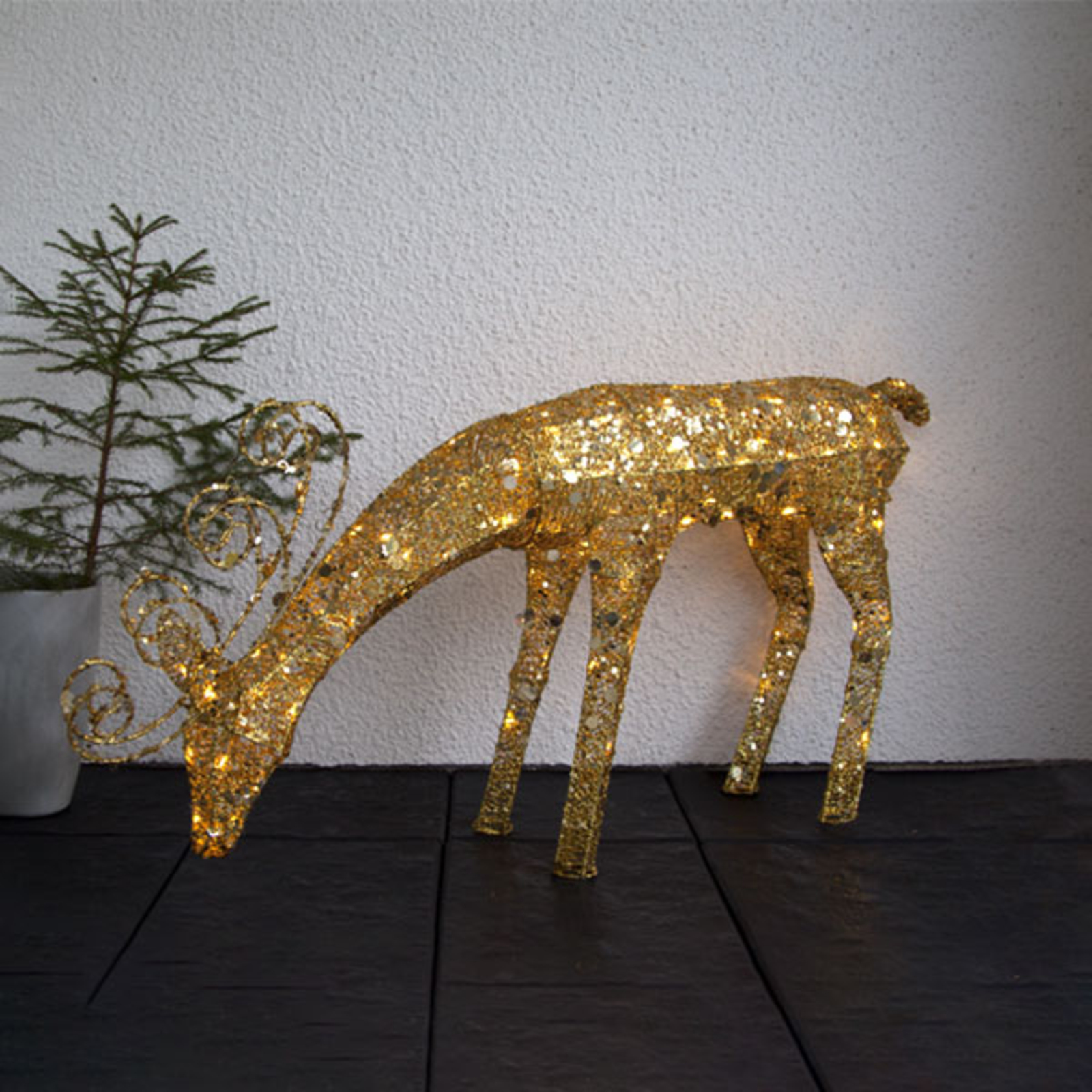 Best Season LED-reinsdyr med paljetter Ip44 gull - Messing / gull