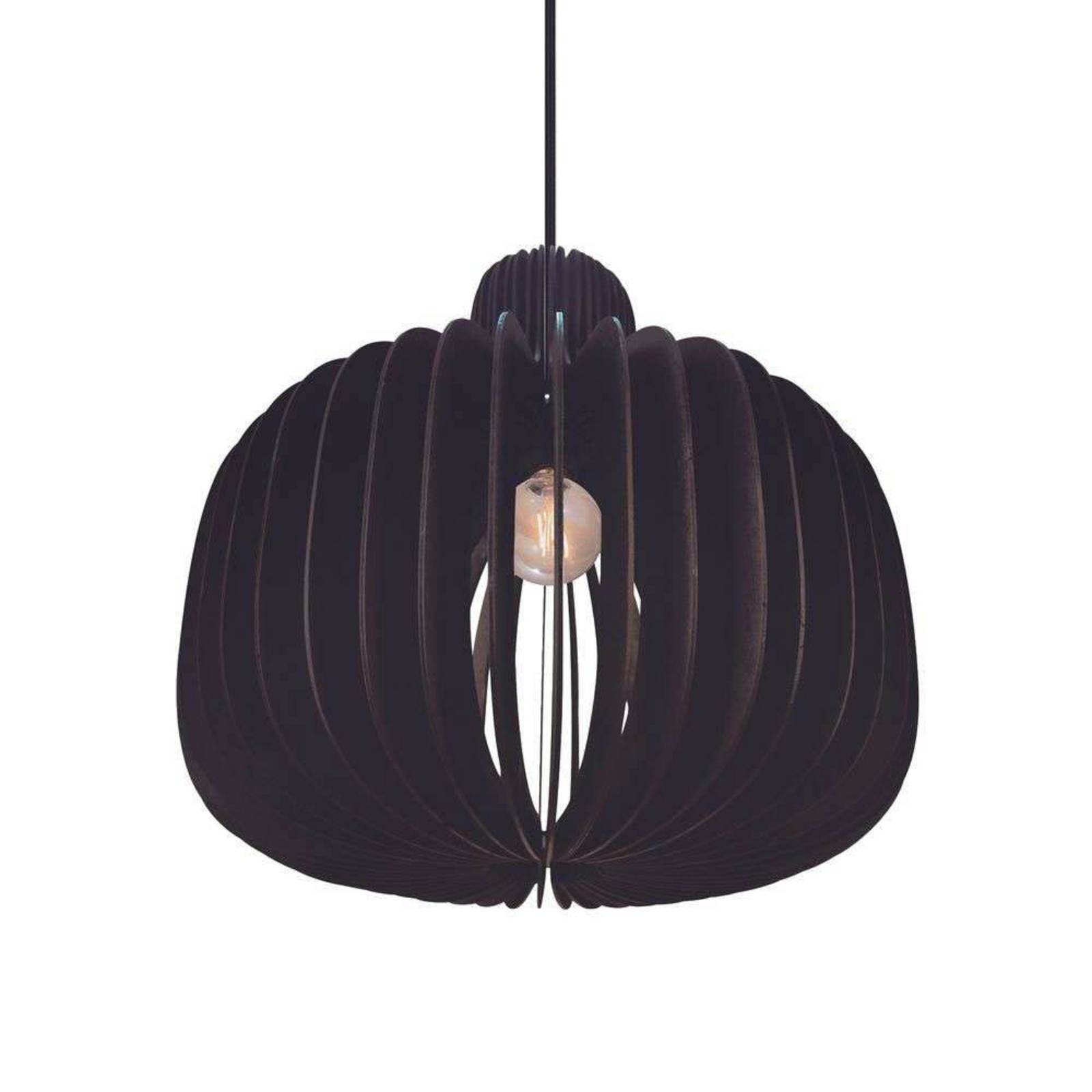 Lampa wisząca Hazo, Ø 43 cm, czarna, drewno
