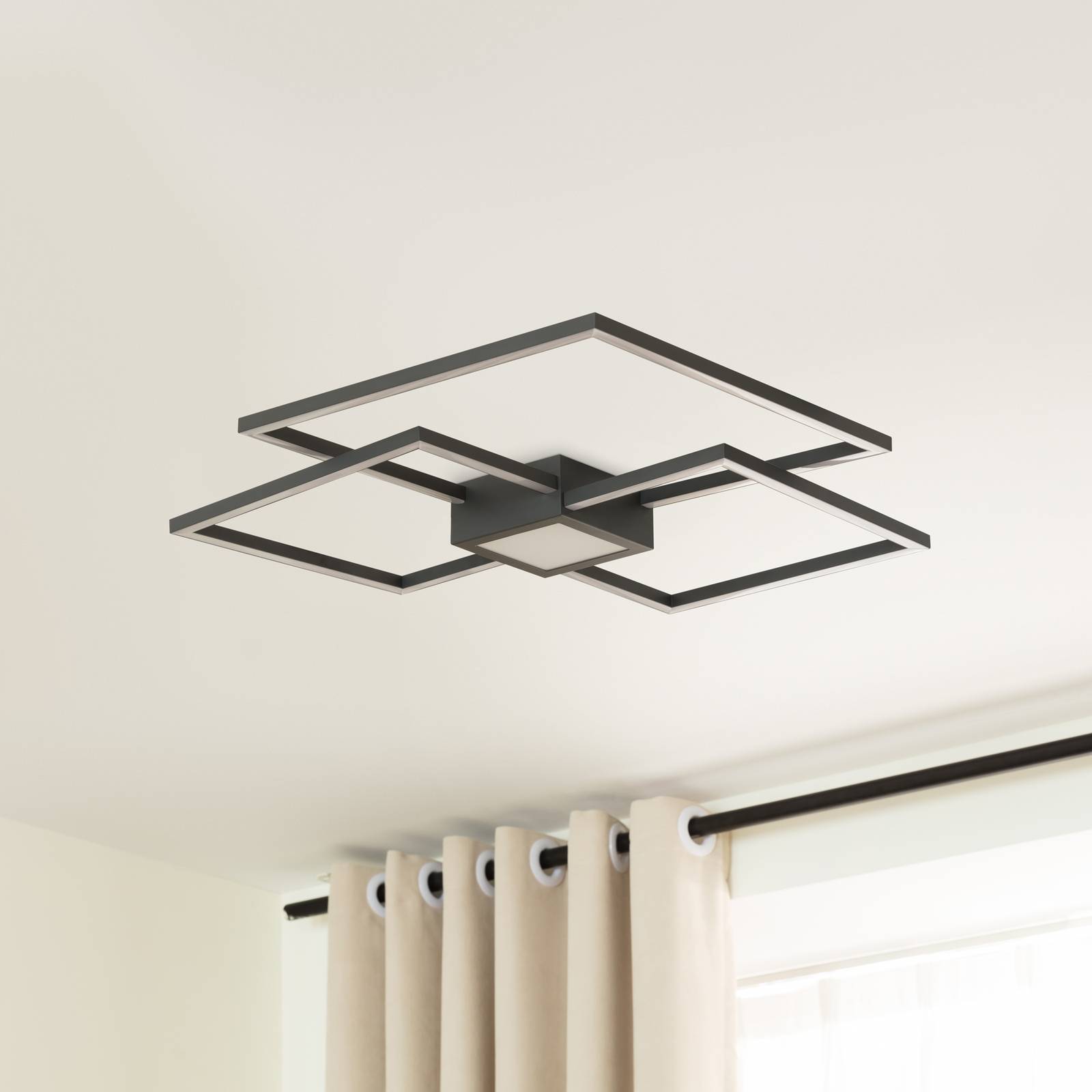 Photos - Chandelier / Lamp Lindby Duetto LED ceiling lamp anthracite 38W 
