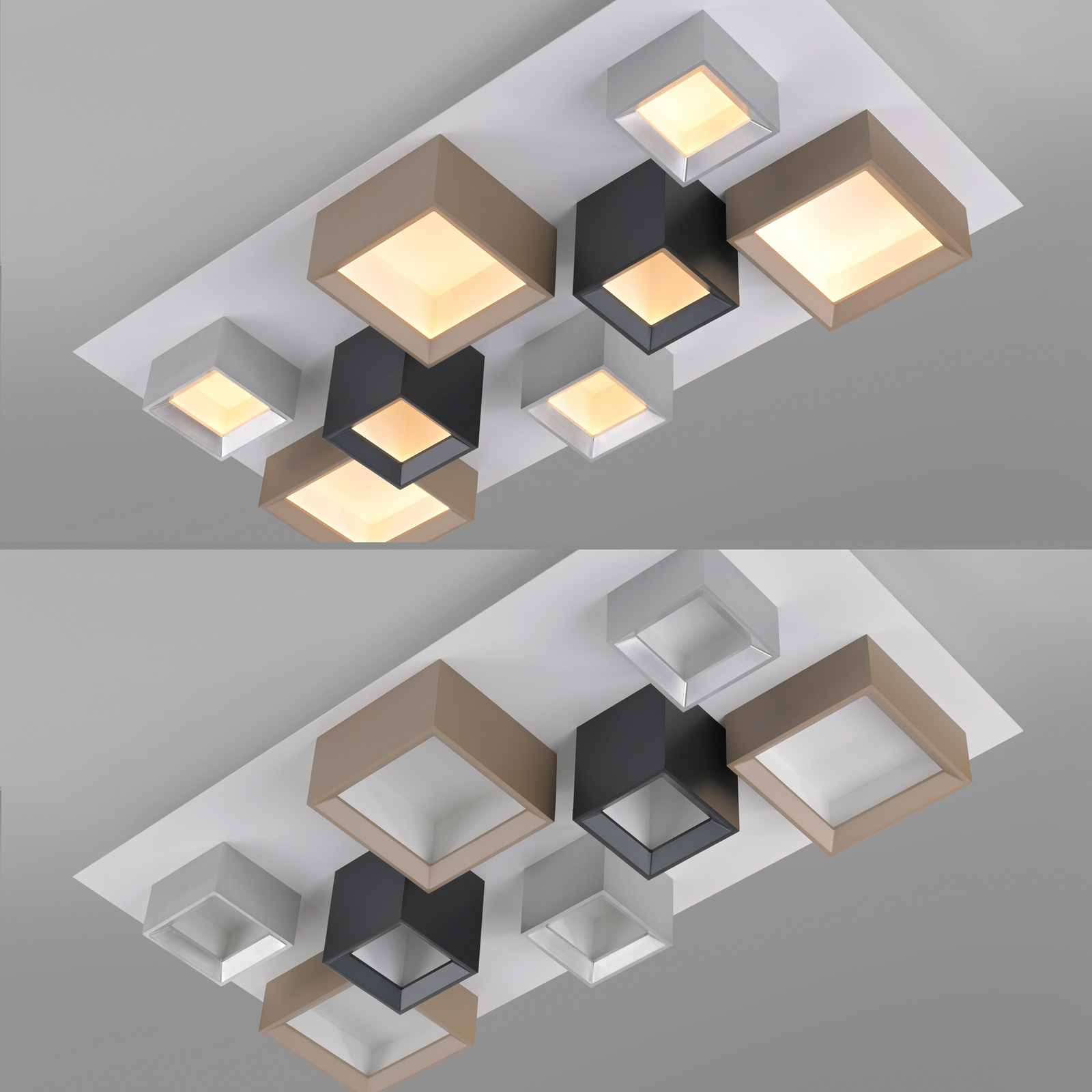 LED-stropna svetilka PURE Manhatten, večbarvna, 8-žarilna, CCT