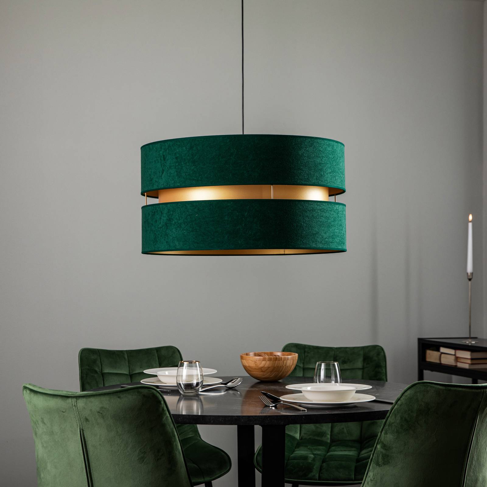 Duolla duo függő lámpa, zöld/arany, ø 60 cm, egy izzós