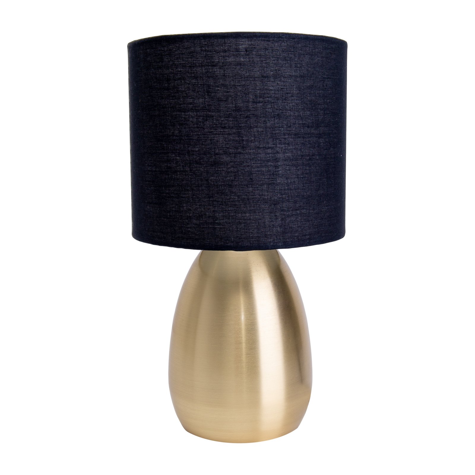 Lámpara de mesa Aurum, pantalla textil, negro/oro