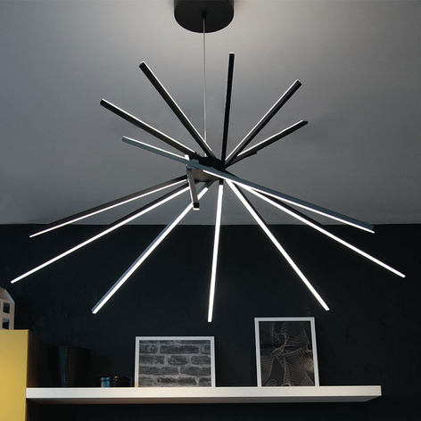 LED-Hängeleuchte Shanghai, 8-fl. 4.000 K schwarz
