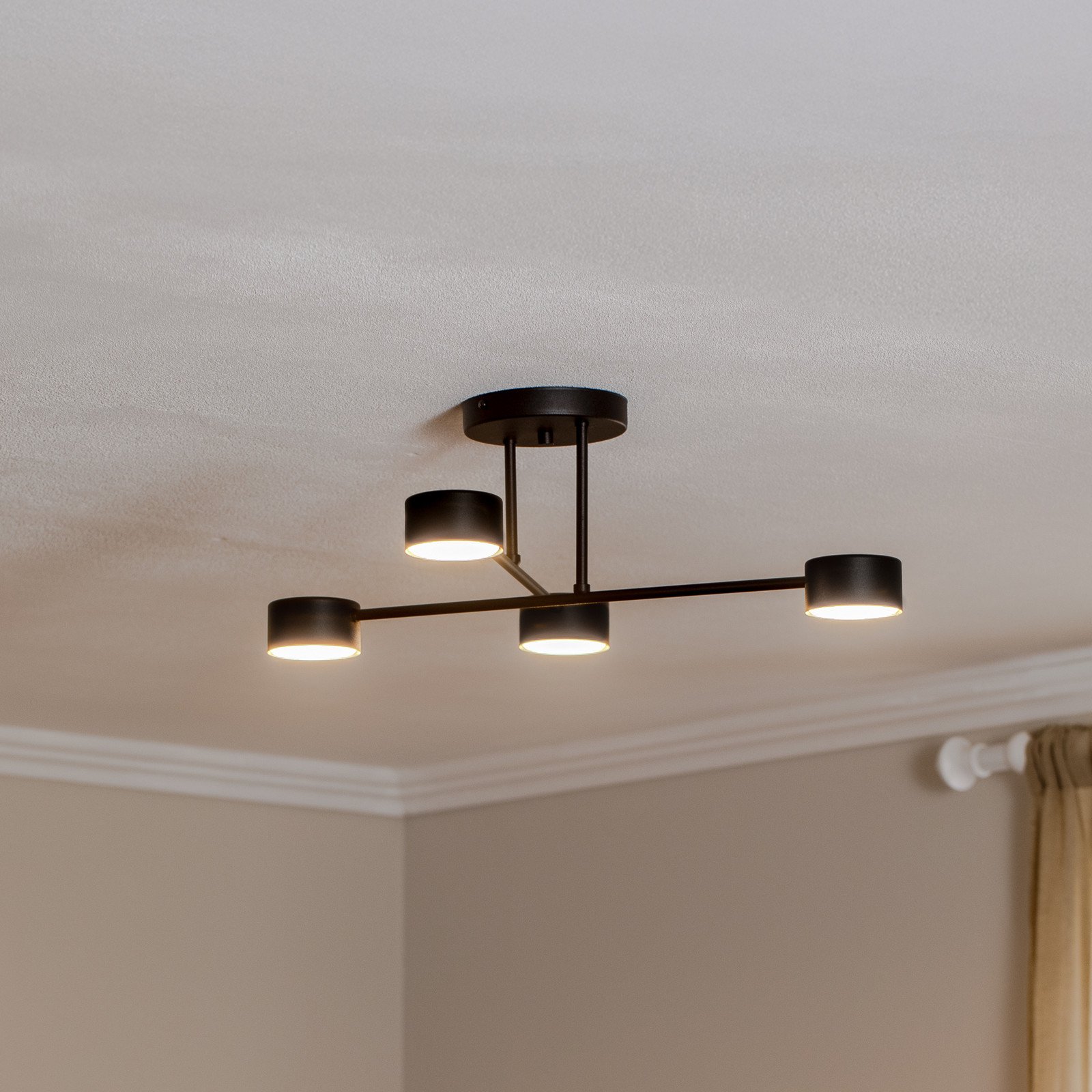EMIBIG LIGHTING Plachetă plafonieră Modus 4 oțel 4 becuri GX53 negru - Camera de zi / sufragerie - Modern - Metal