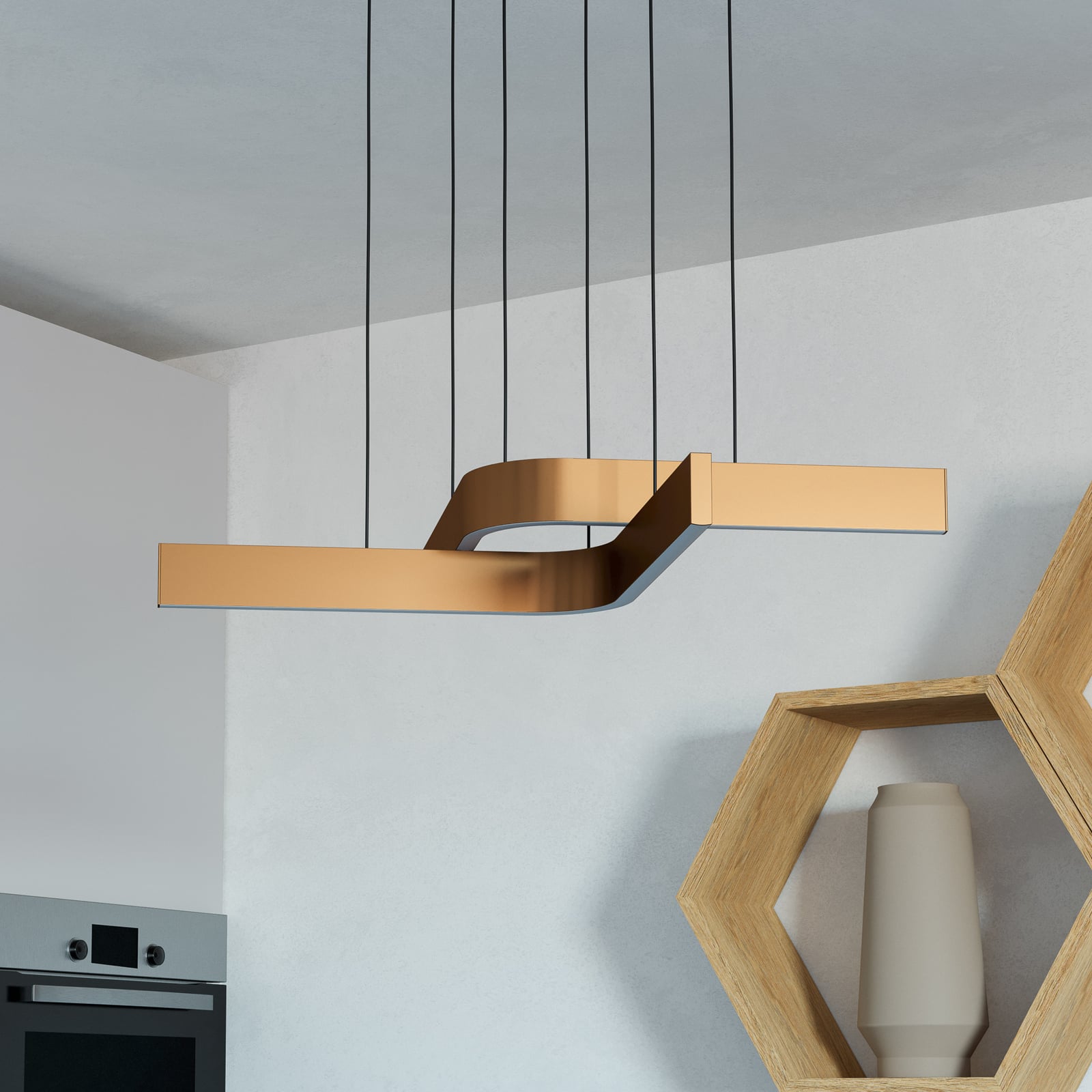 LED hanglamp Folcino-Z, bronskleurig, 64 cm, CCT