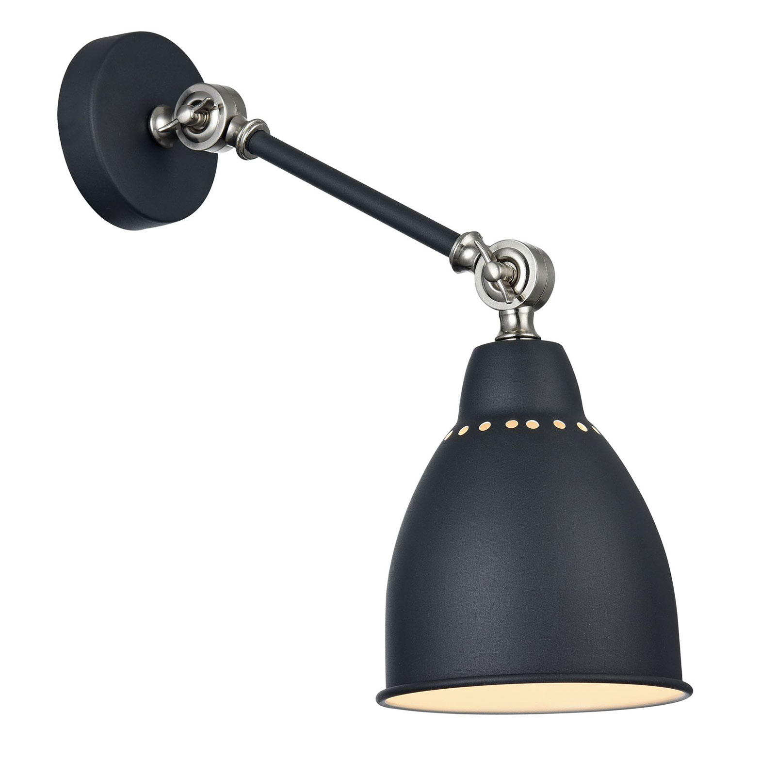 Maytoni Domino wall light in black, for Living / Dining Room, metal, E27, 40 W, energy efficiency: A++, W: 14 cm, H: 21 cm