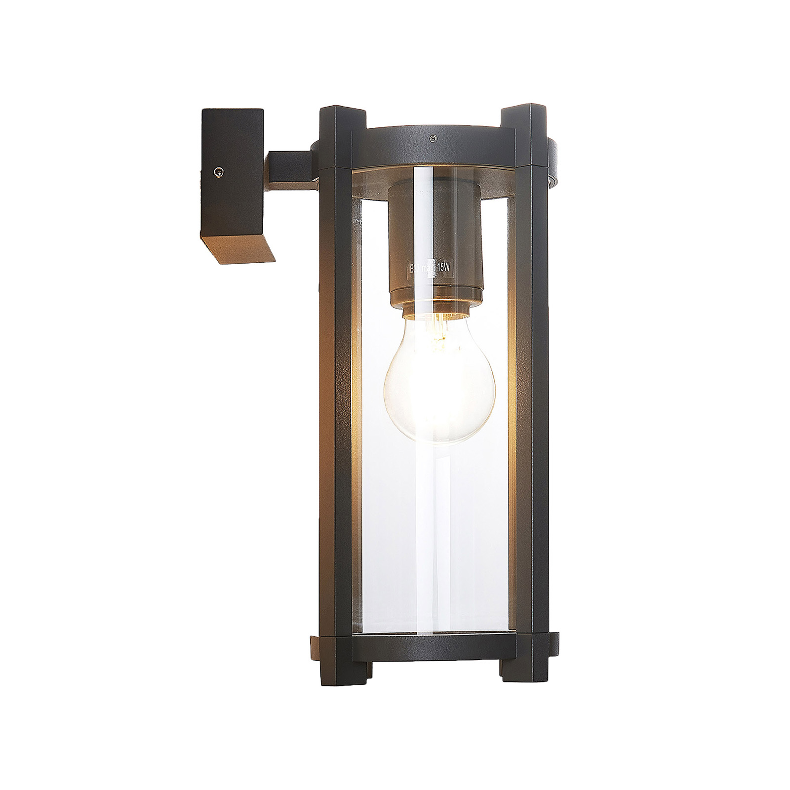 Lucande Aussenwandleuchte - dimmbar - rund - Terrassenlampe modern - alu / grau / zink - Aluminiumdruckguss, Glas
