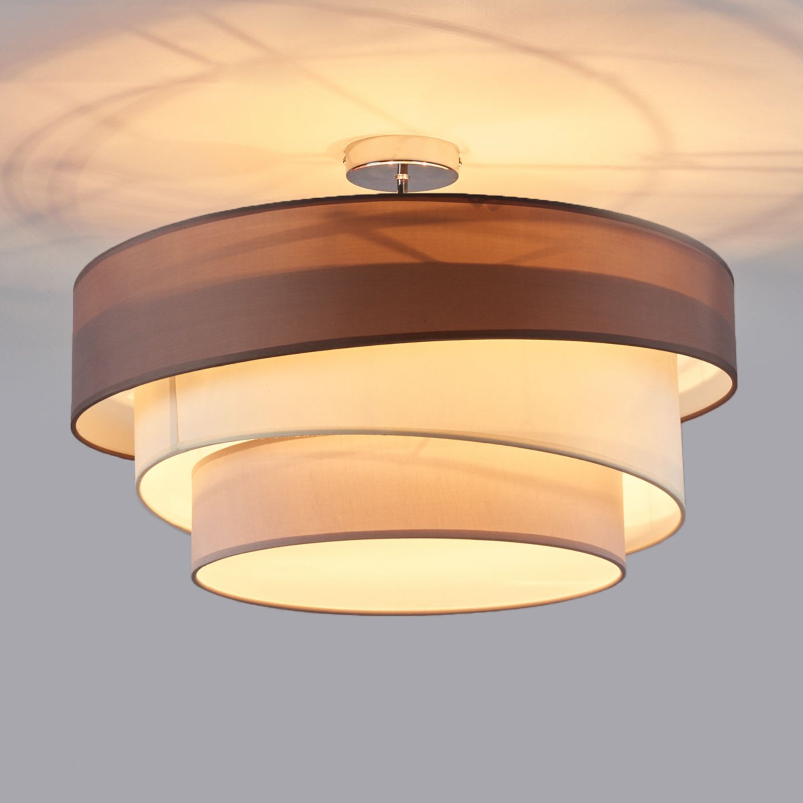 Lámpara de techo Melia de 3 capas, marrón y gris