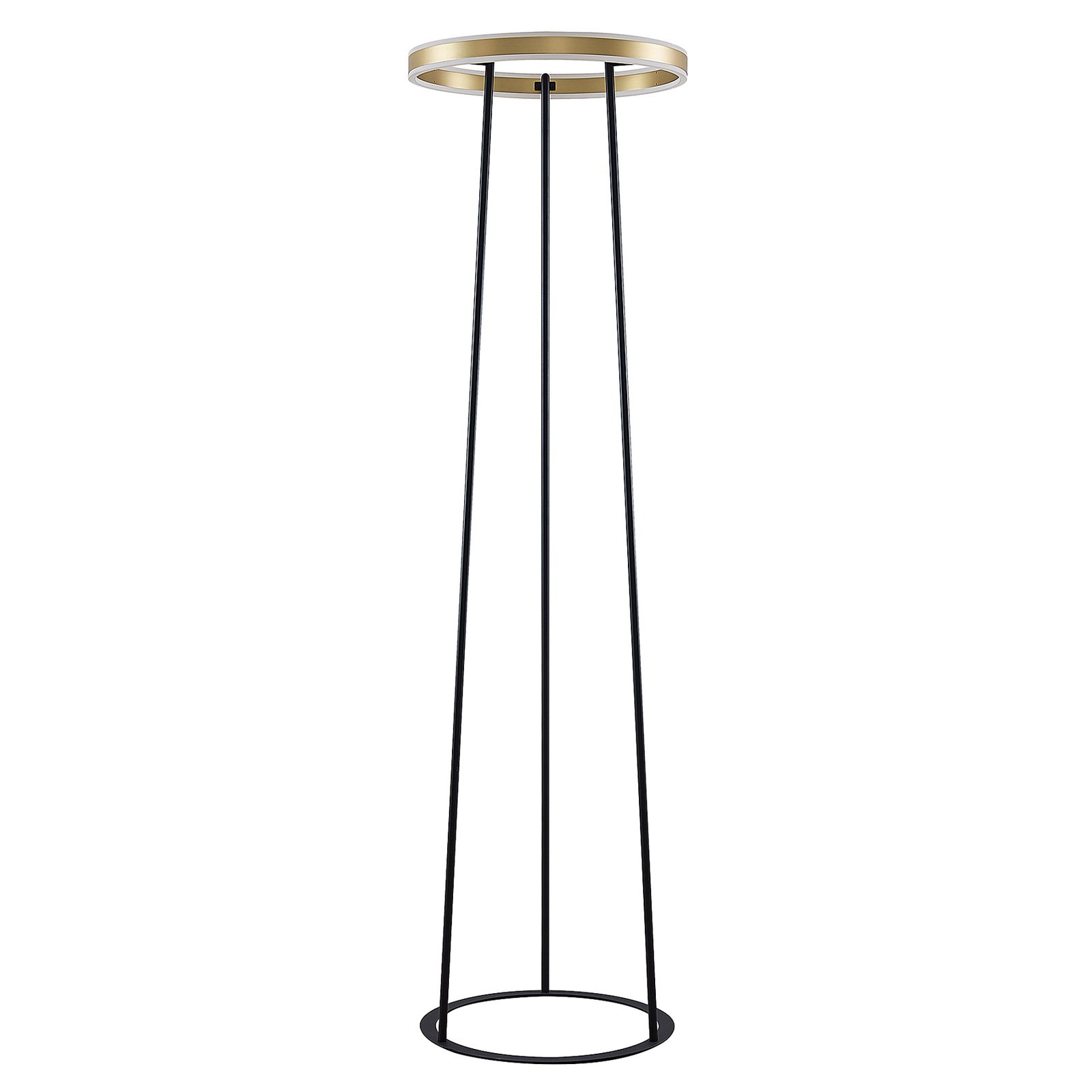 Lucande Seppe stojaca LED lampa, Ø 50 cm, mosadz