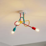 Oxford 3-bulb ceiling lamp orange/red/turquoise