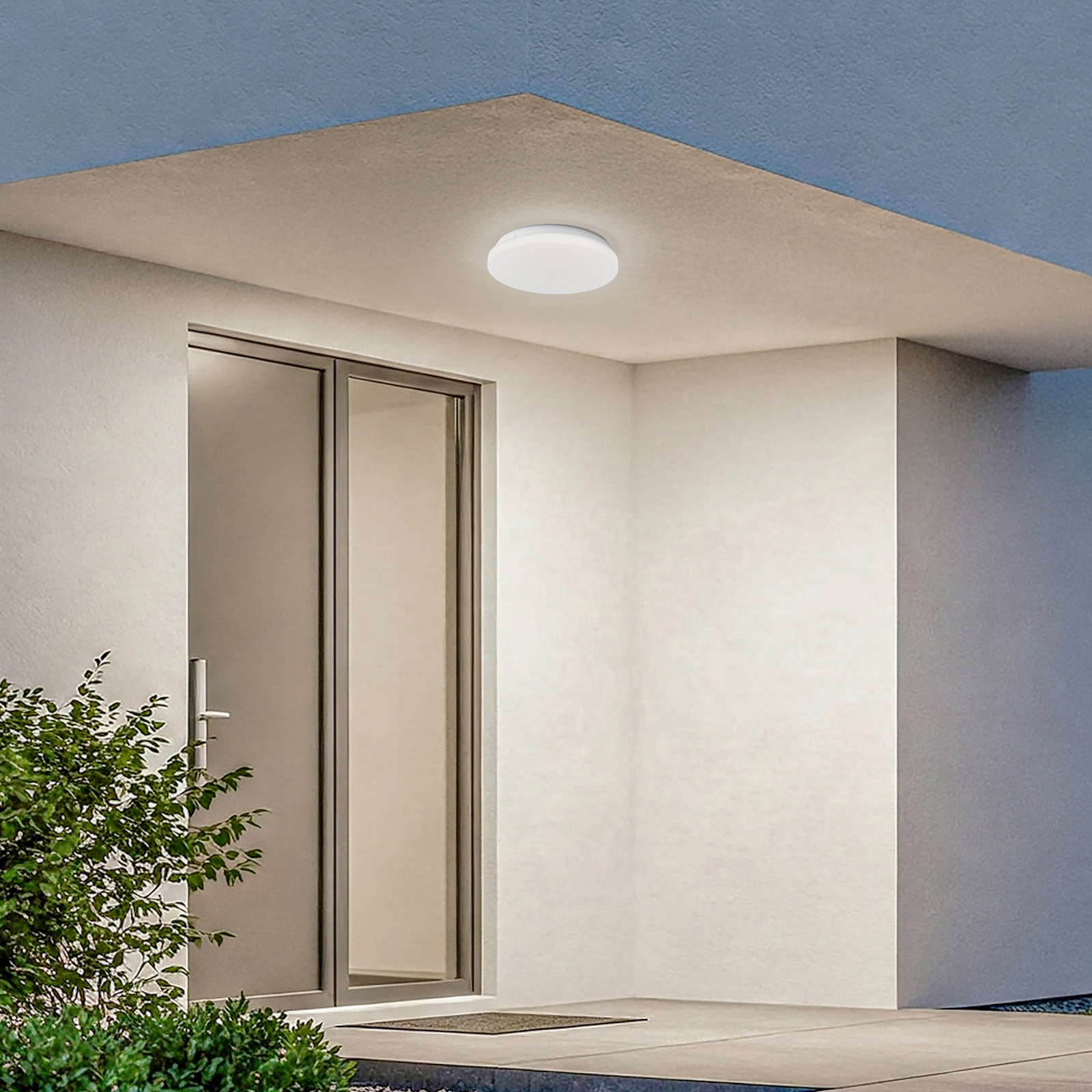 Lindby LED-Außendeckenleuchte Kirkola, 3000 K, Ø 26 cm, weiß