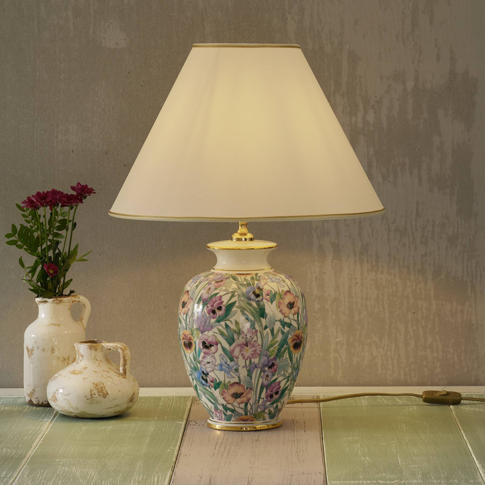 austrolux KOLARZ Giardino Panse – stolní lampa květiny 40 cm