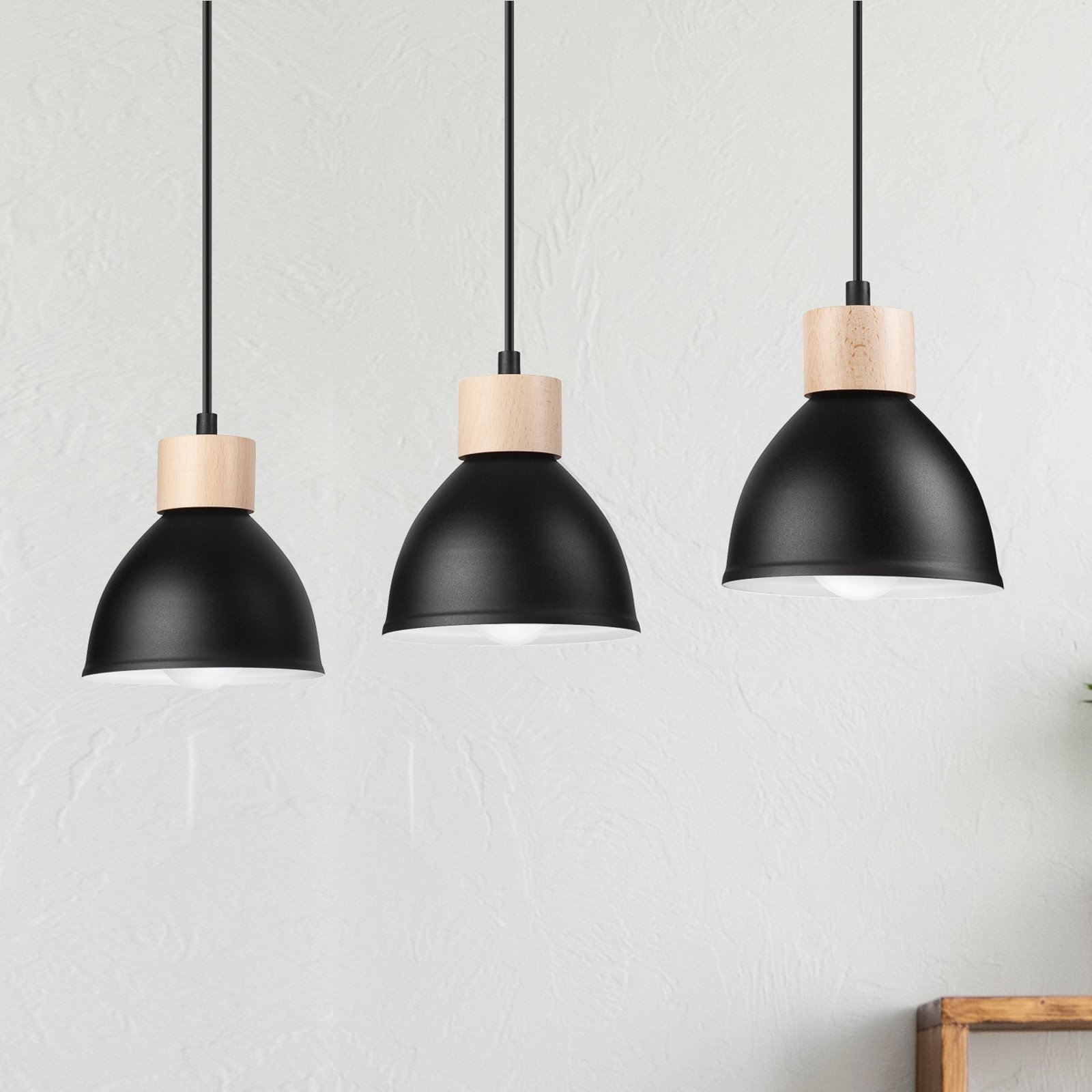 Envostar Tira cu trei lumini negru - Camera de zi / sufragerie - Scandinavă - negru lemn deschis - Metal