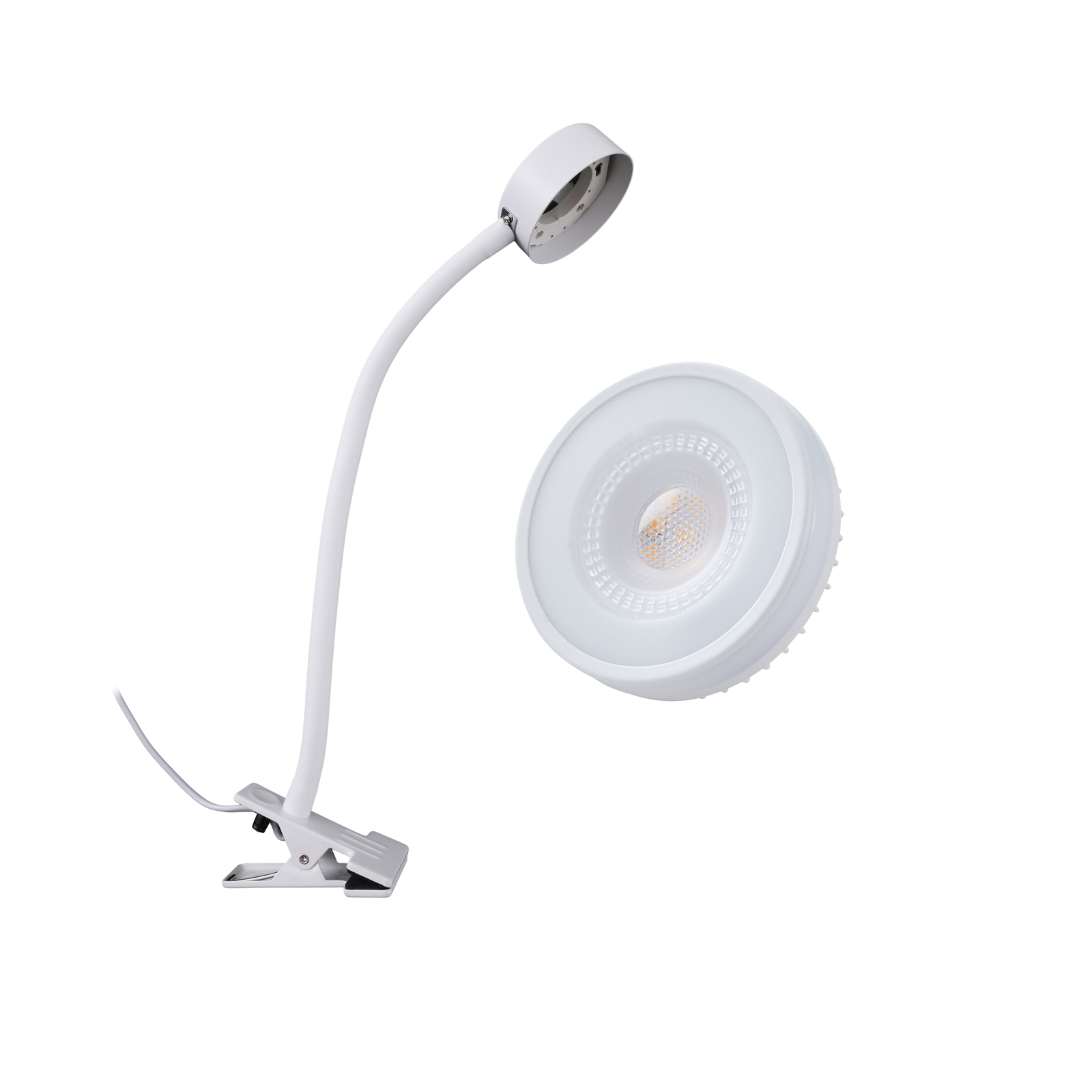 Jyla clip-on light, white, GX53, 2700K, flexible arm 