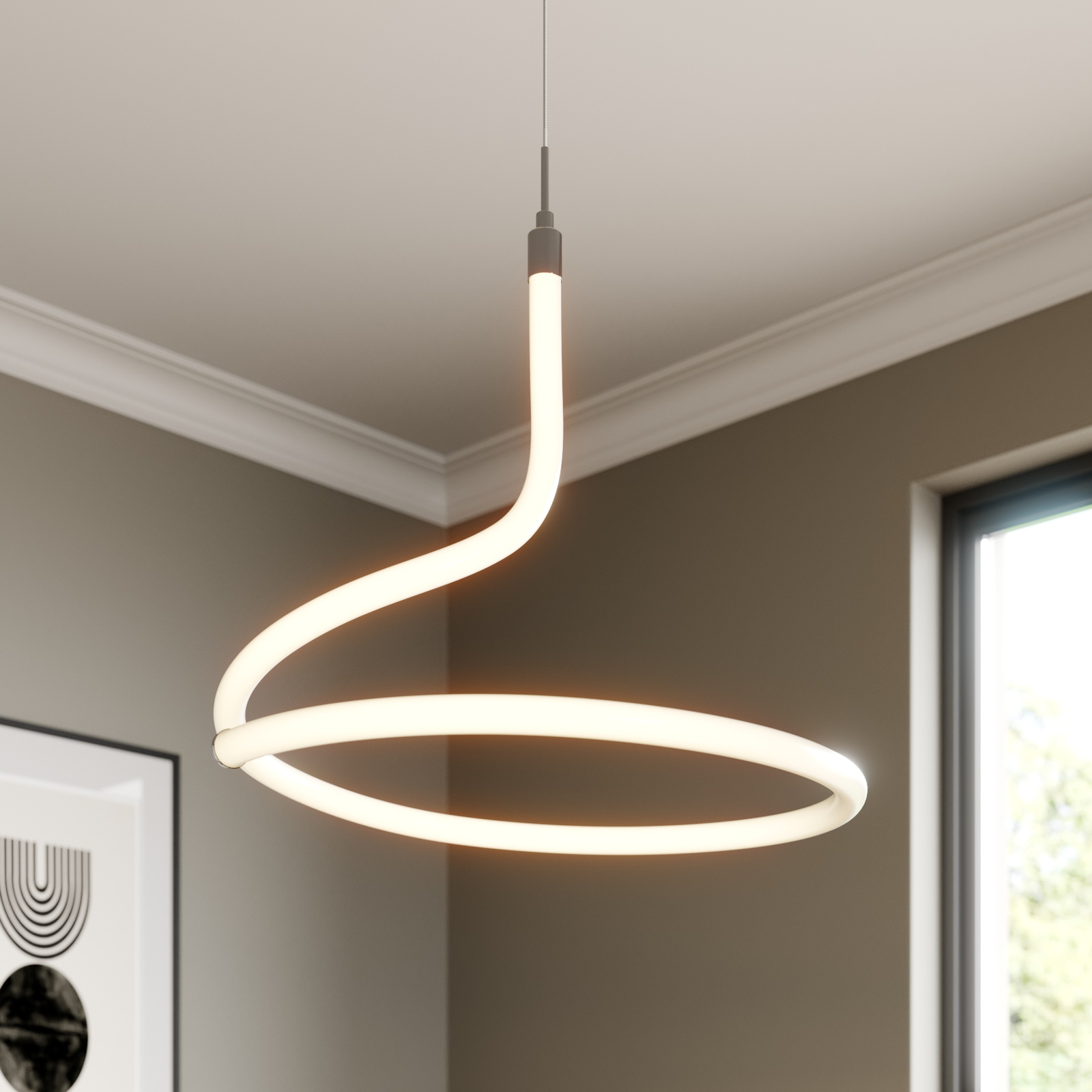 Lucande Serpentina LED hanging light, dimmable