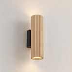 Lindby Stralino wall light, 2-bulb, height 22 cm, wood