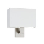 Kea wall lamp, nickel-coloured/white, width 28 cm, metal/fabric