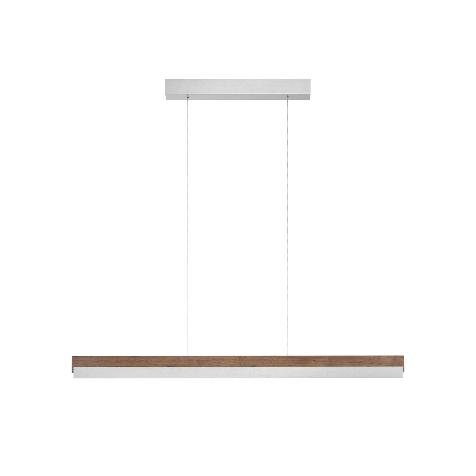 Quitani LED-Hängelampe Keijo, nickel/nuss, 103 cm