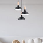 Goxa pendant light, round, 3-bulb, black, Ø 45 cm, metal