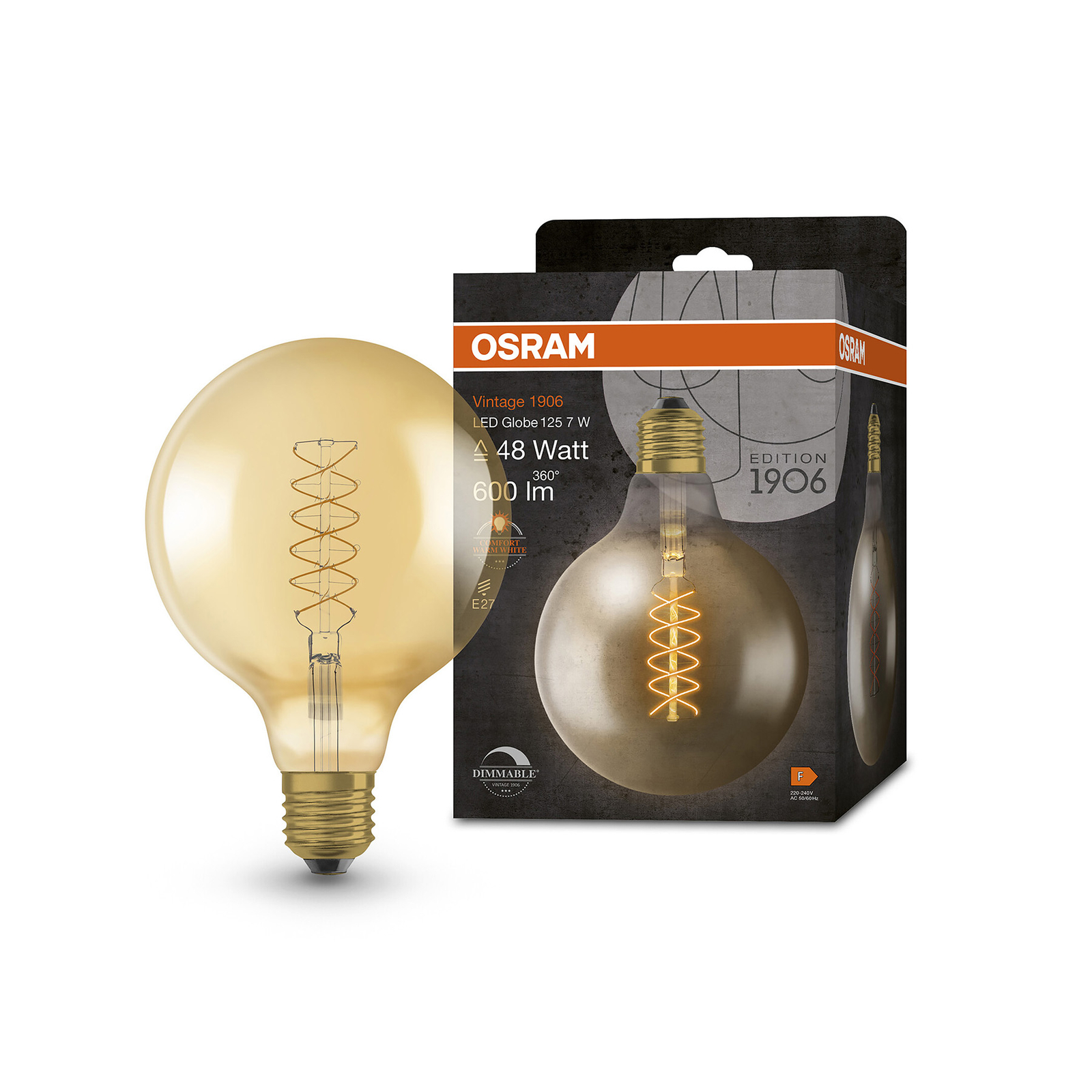 OSRAM Vintage 1906 globo LED G125 E27 7W oro dim