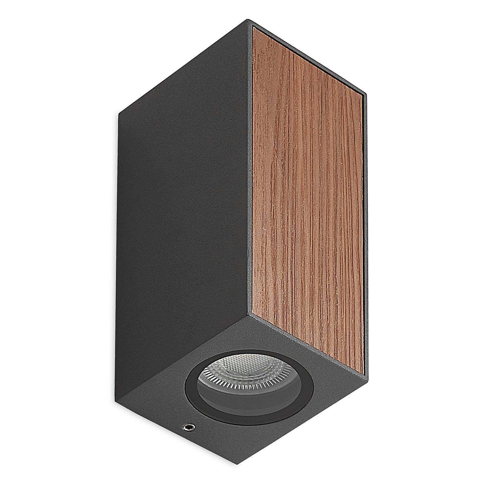 Lucande Cimala applique esterni 2 x GU10, 16,5cm, alluminio pressofuso, vetro, GU10, 7 W, larghezza: 7 cm, altezza: 16.5 cm