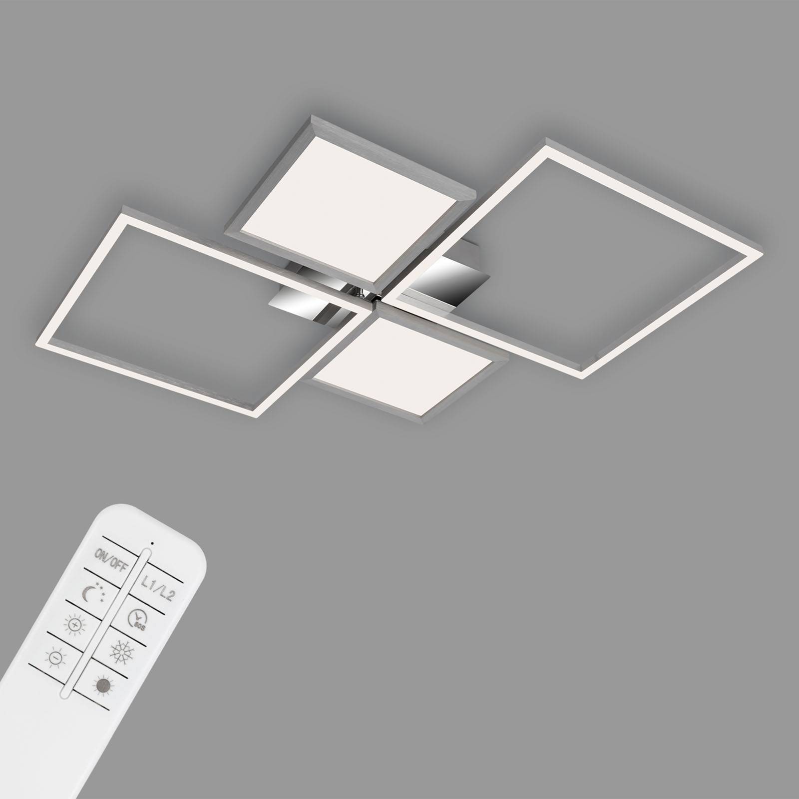 Briloner Frame Pano LED ceiling lamp CCT 65.2 x 64 cm, for Kitchen, metal, plastic, 40 W, L: 65.2 cm, W: 64 cm, H: 7.5 cm