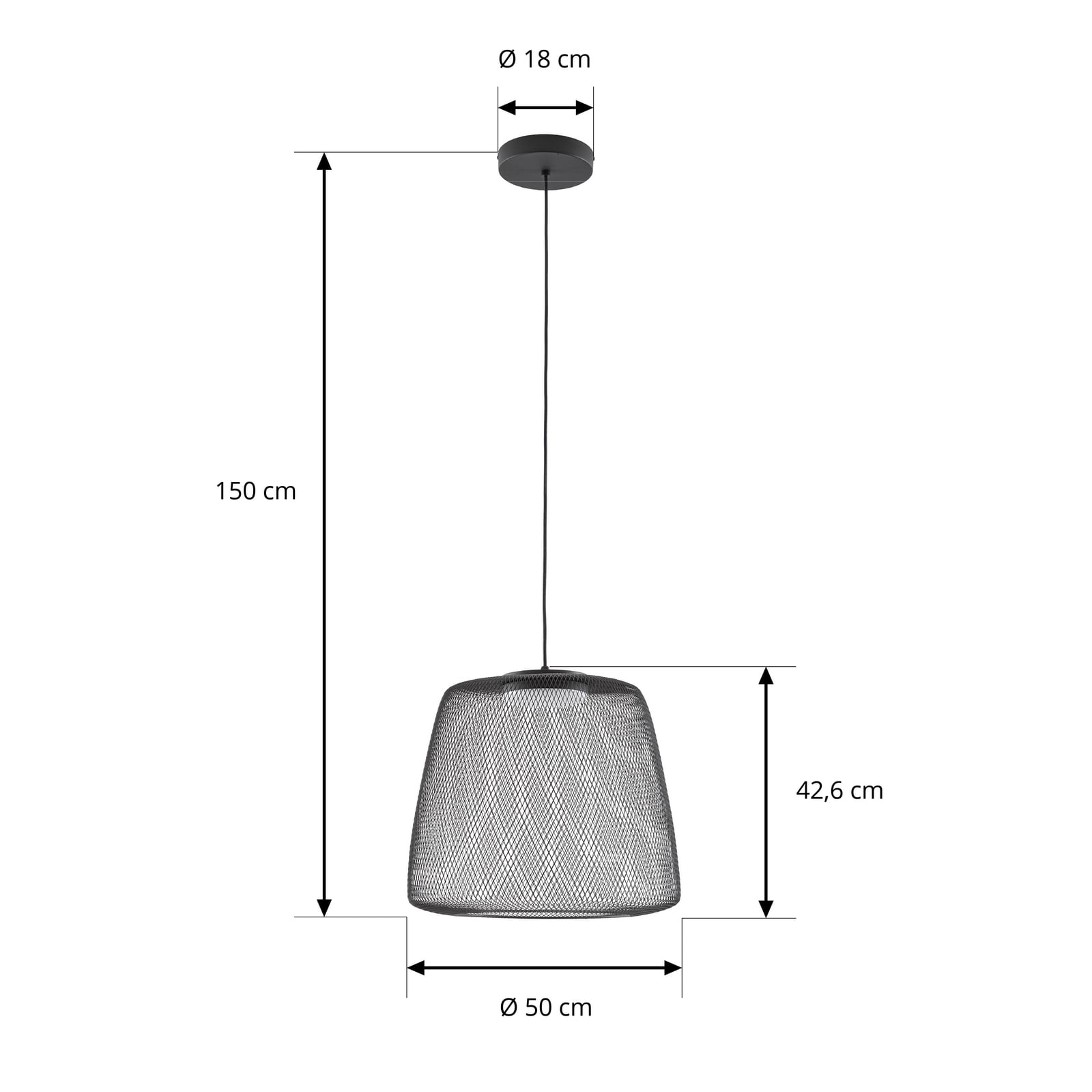 LED viseća svjetiljka Korvyn, crna, Ø 50 cm, s postupnim prigušivanjem - Lucande