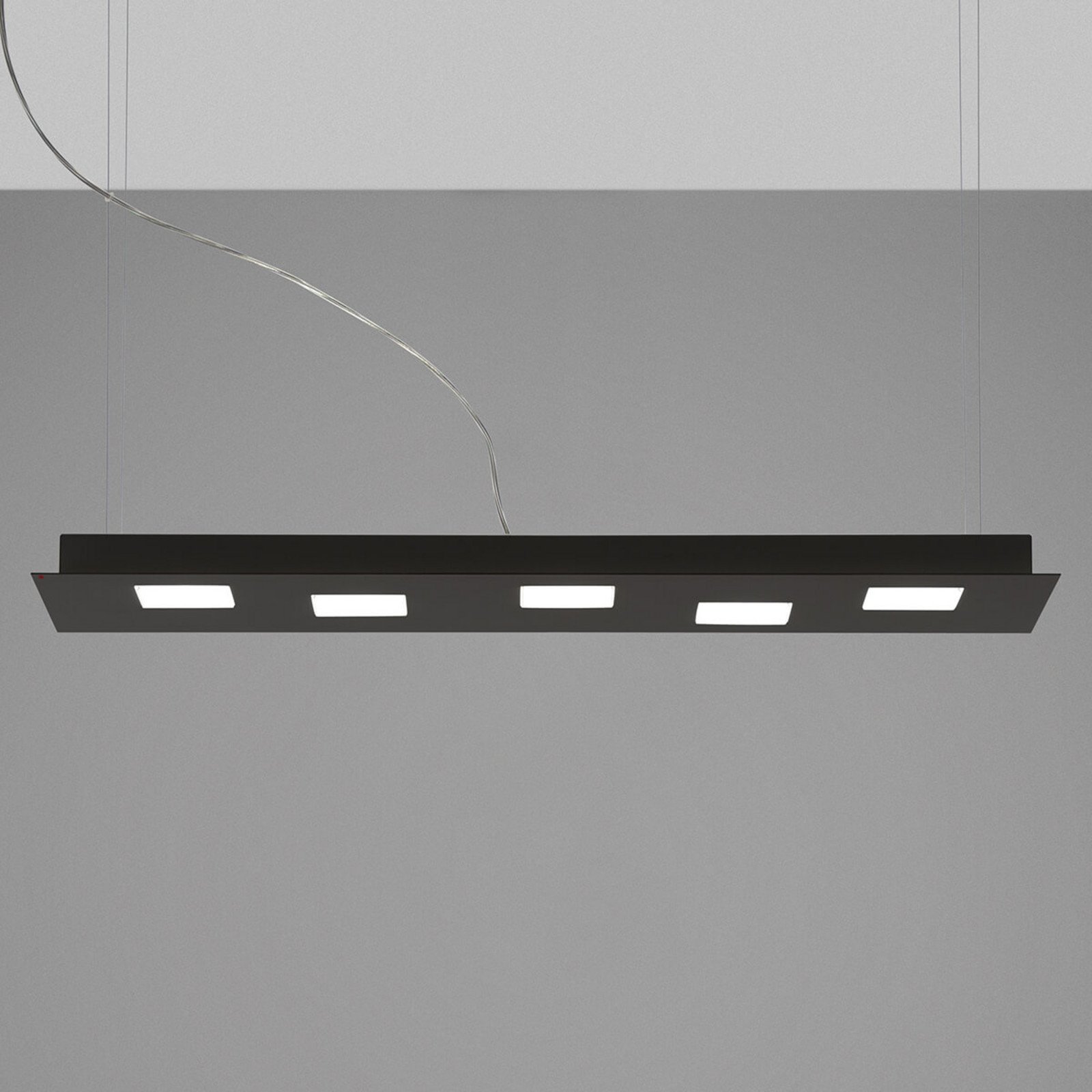 Fabbian Quarter - lampă susp. LED neagră 5 becuri