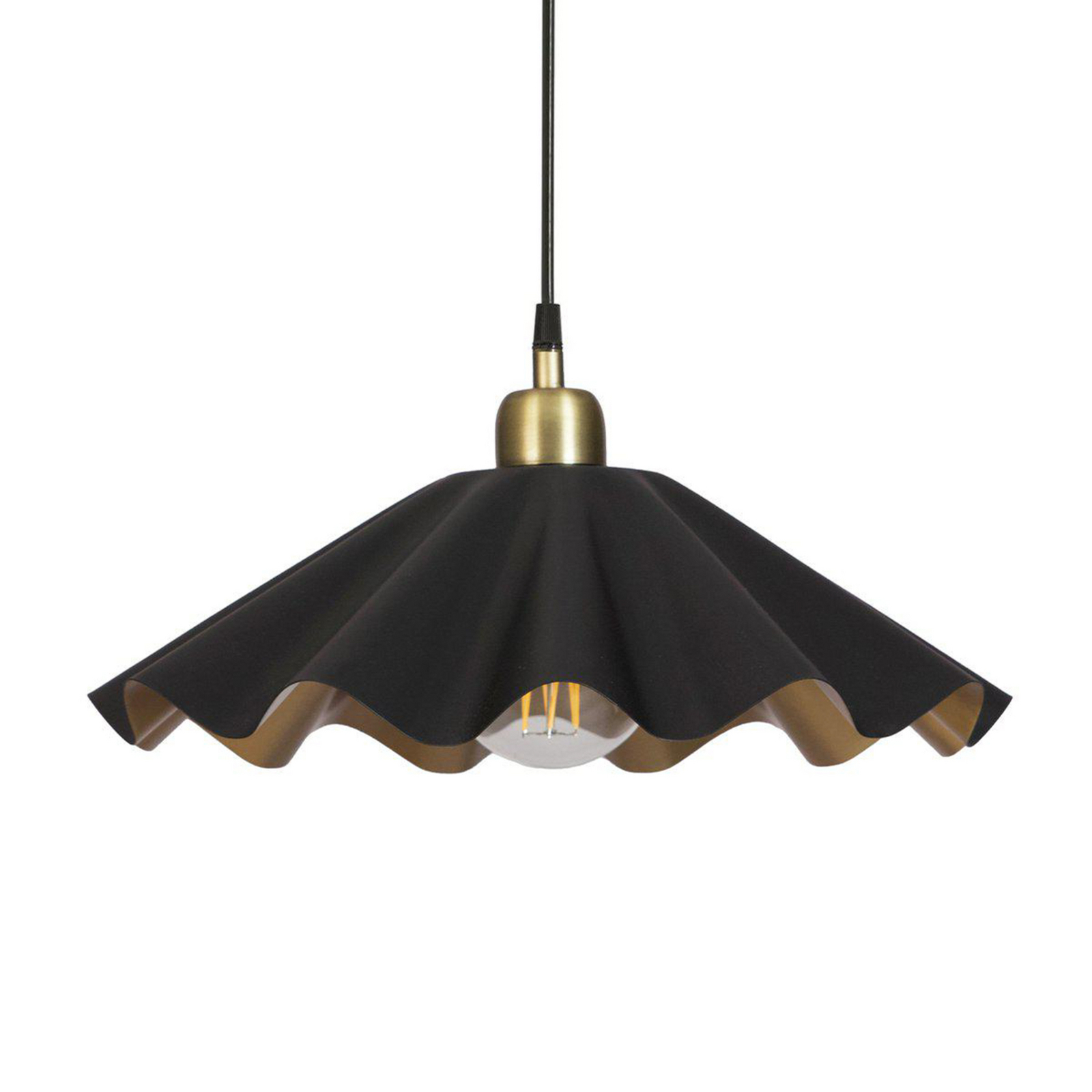 Aira pendant light, black/brass, Ø 41 cm, iron, E27