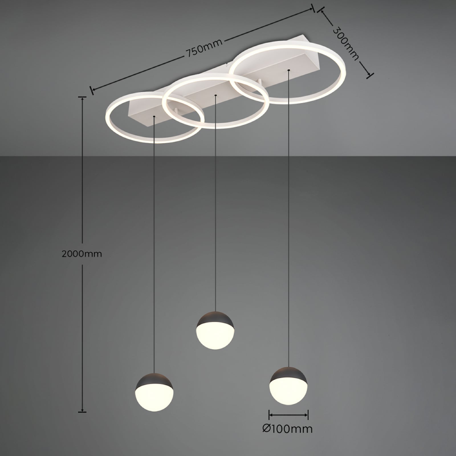 Larino Long LED Pendant Light, Light Grey, Metal, CCT, Remote Control Larino Long LED Pendant Light, Light Grey, Metal, CCT, Remote Control
