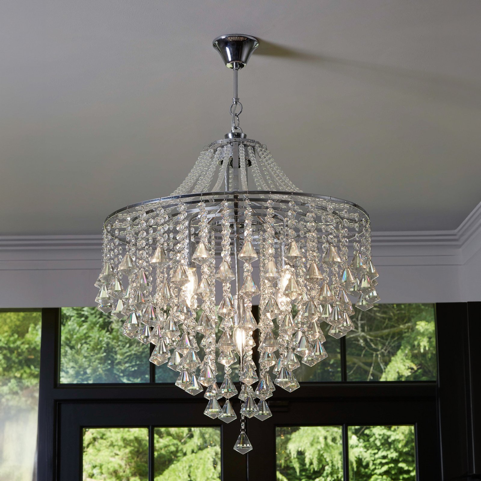 Dorchester chandelier, crystal glass, 5-bulb, Ø 64 cm, E14