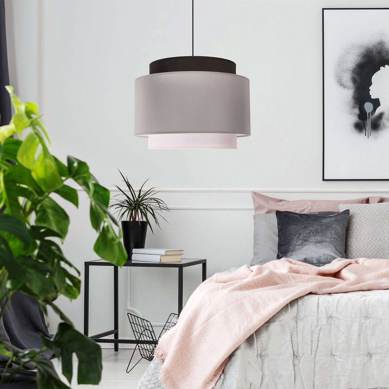 Lampa wisząca Soho, czarna/szara/biała