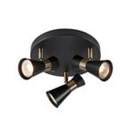Folie plafondlamp, 3-lamps, zwart/messing - Markslöjd