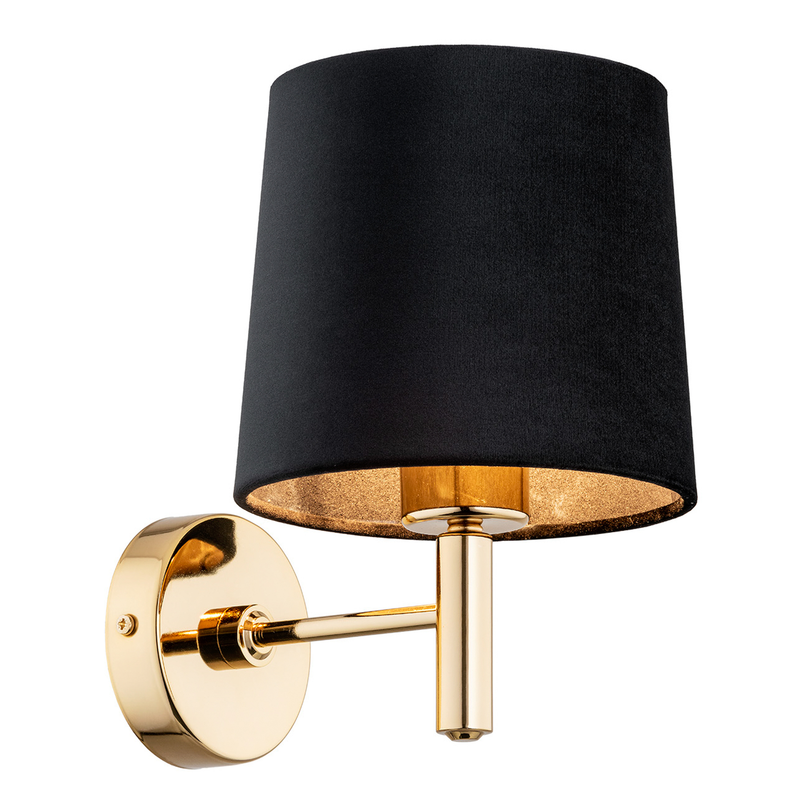 Vegglampe Polo, svart/mørk messing
