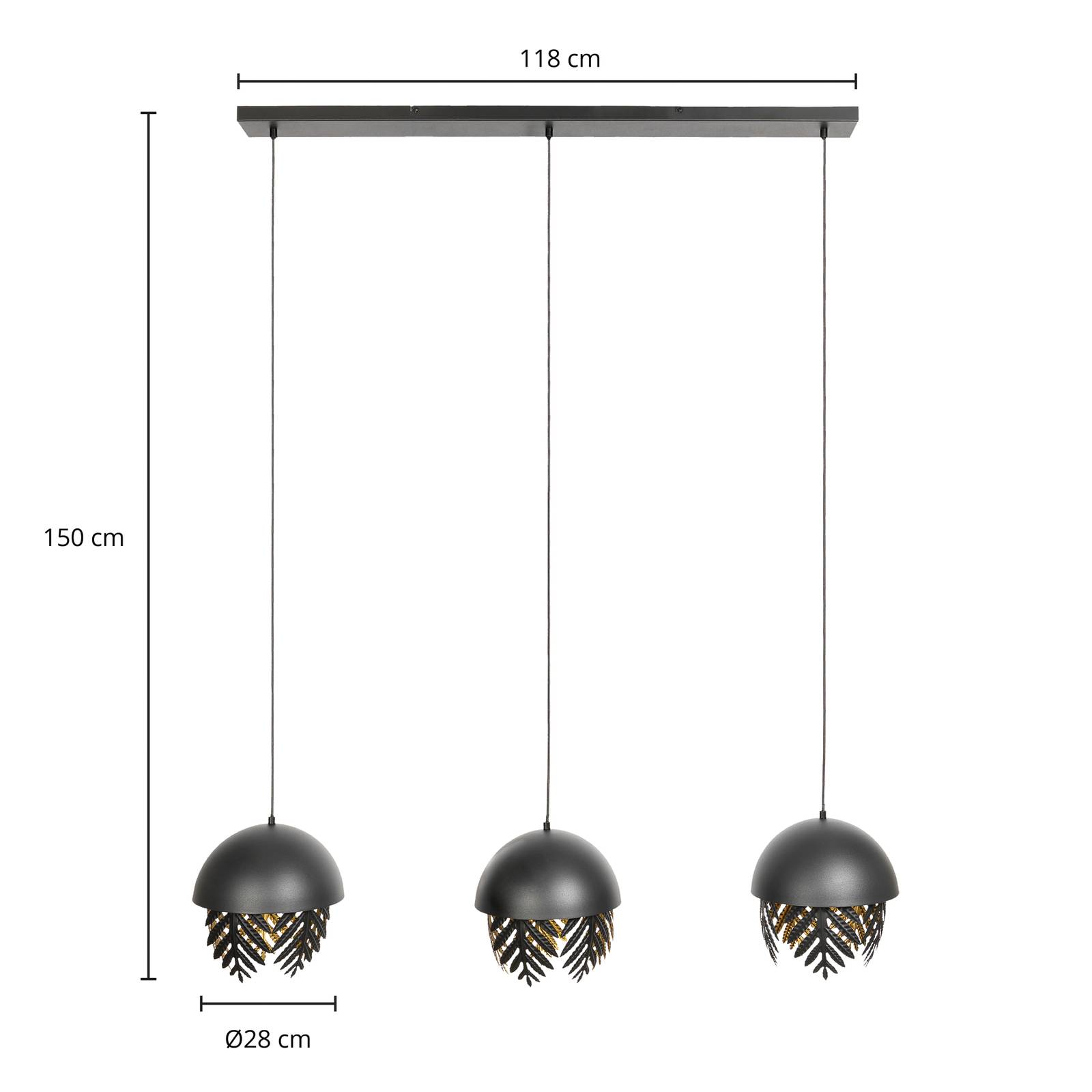 Lucande Aparas hængelampe i bladlook 3 lyskilder
