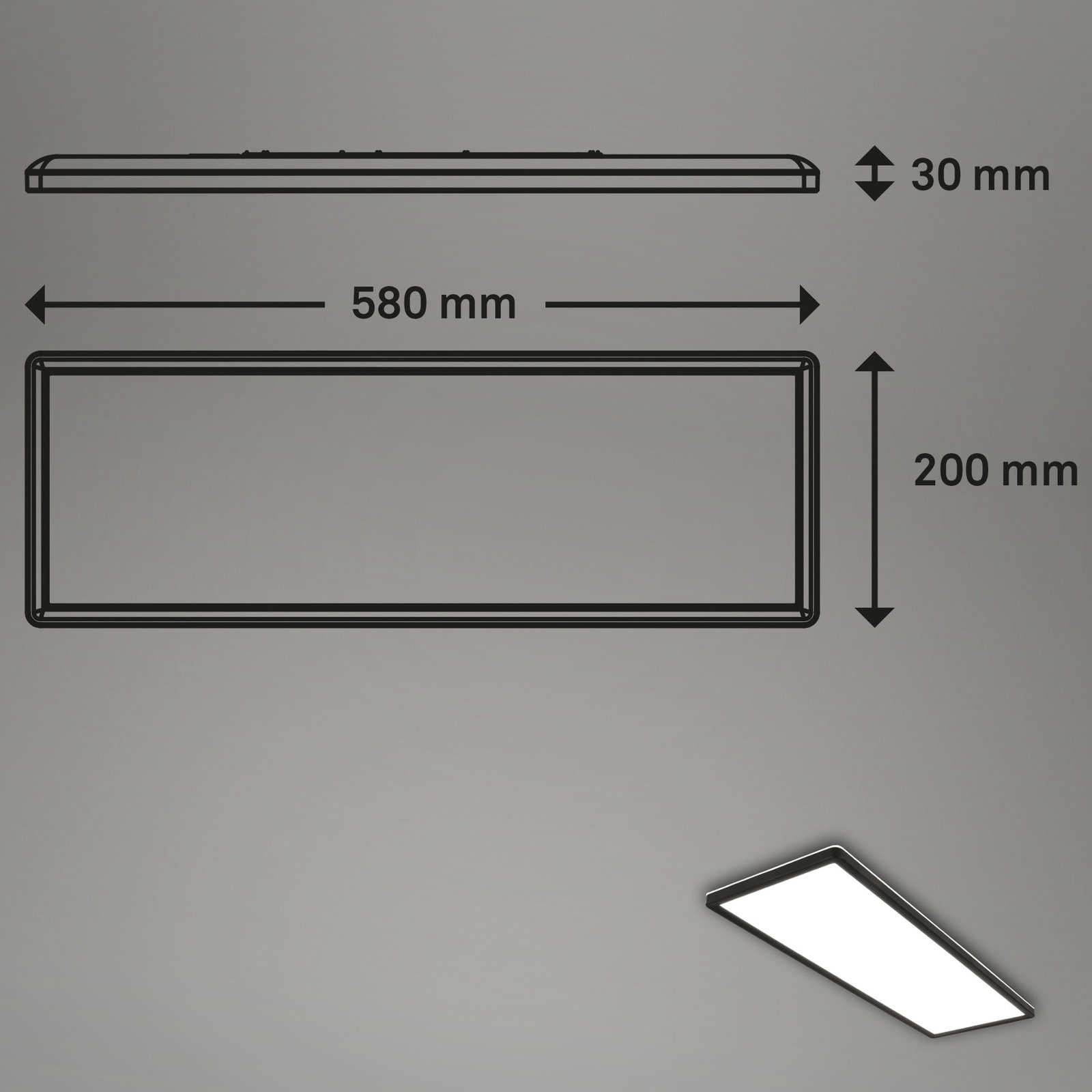Pinta-asennettava LED-paneeli Slim 58x20cm on/off 4,000K musta