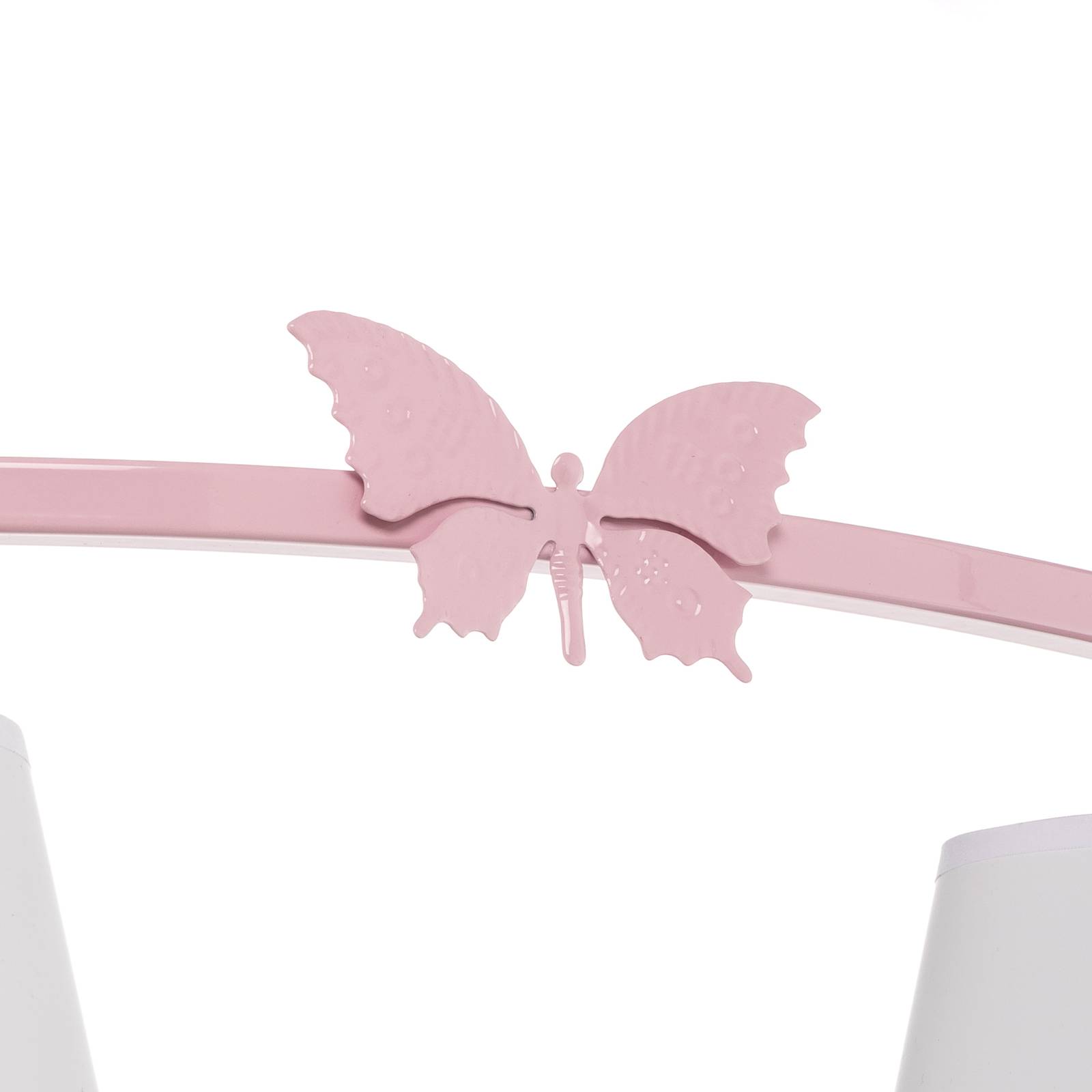 Lampa sufitowa Alice, różowa, trzy białe abażury