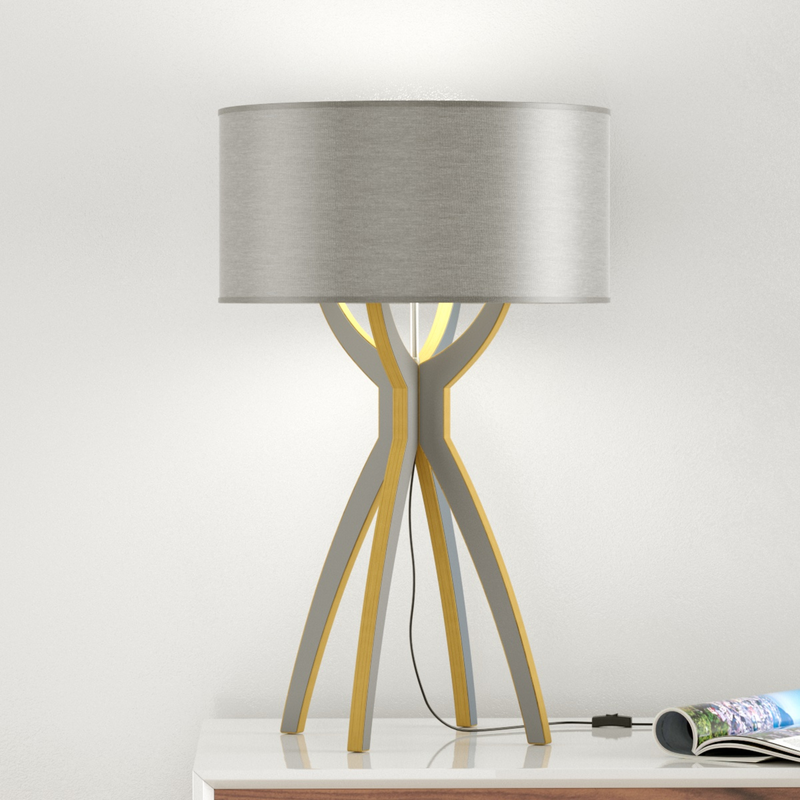 B-Leuchten Body - table lamp, wood, grey