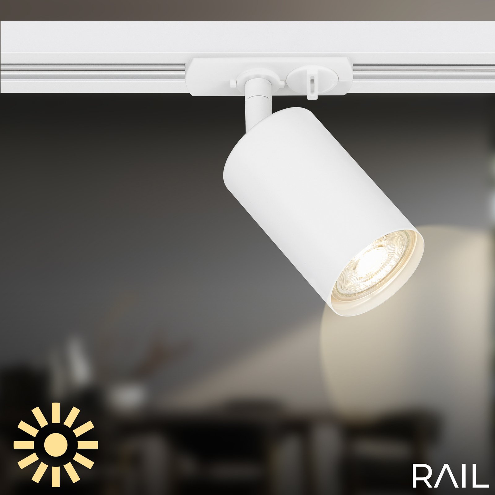 Système de lampes LED sur rail HV, spots, blanc, 4 lampes, longueur 1,5 m