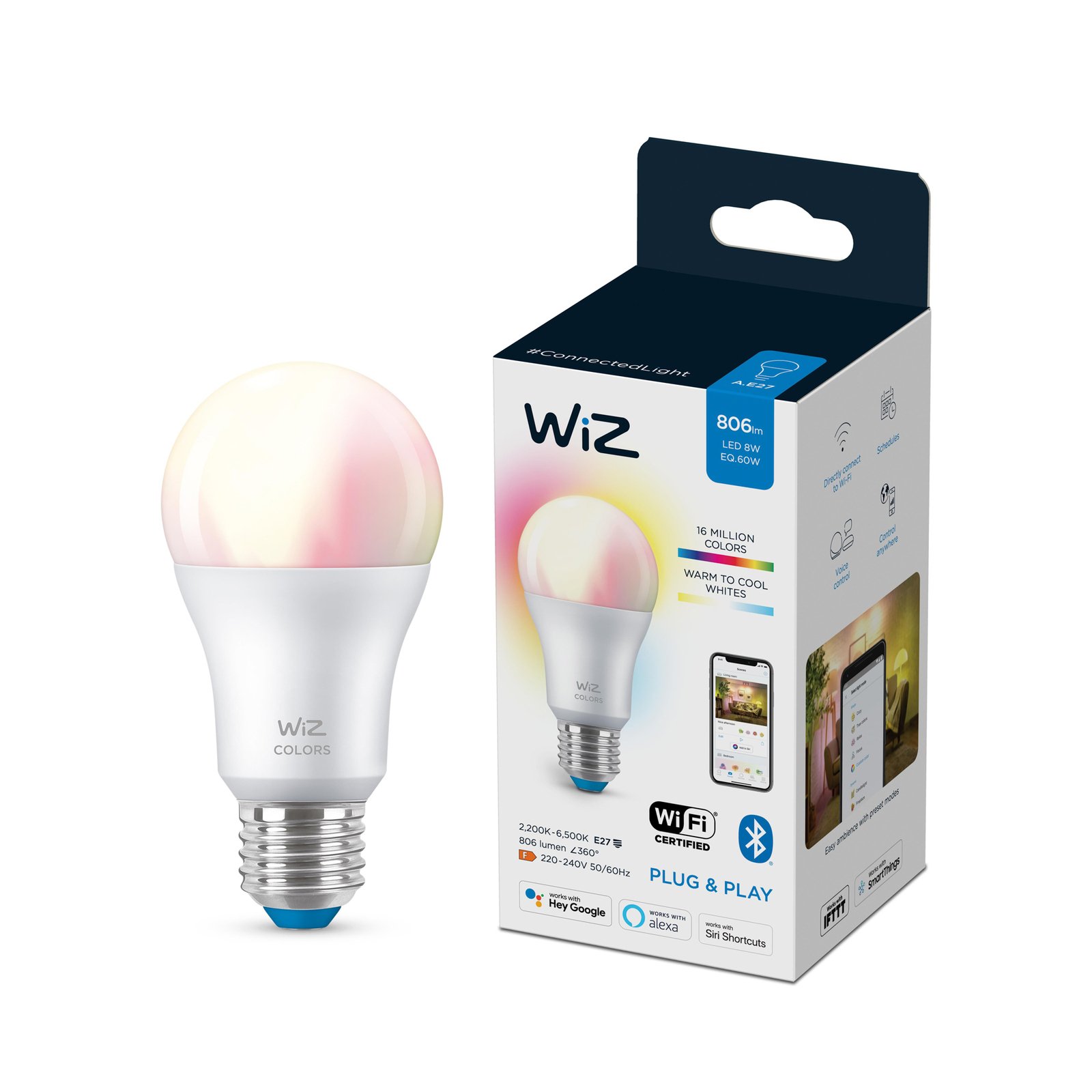 WiZ A60 LED-lamppu Wi-Fi E27 8W RGB
