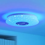 Lindby LED-taklampa Elpida, högtalare, vit, Ø 39cm