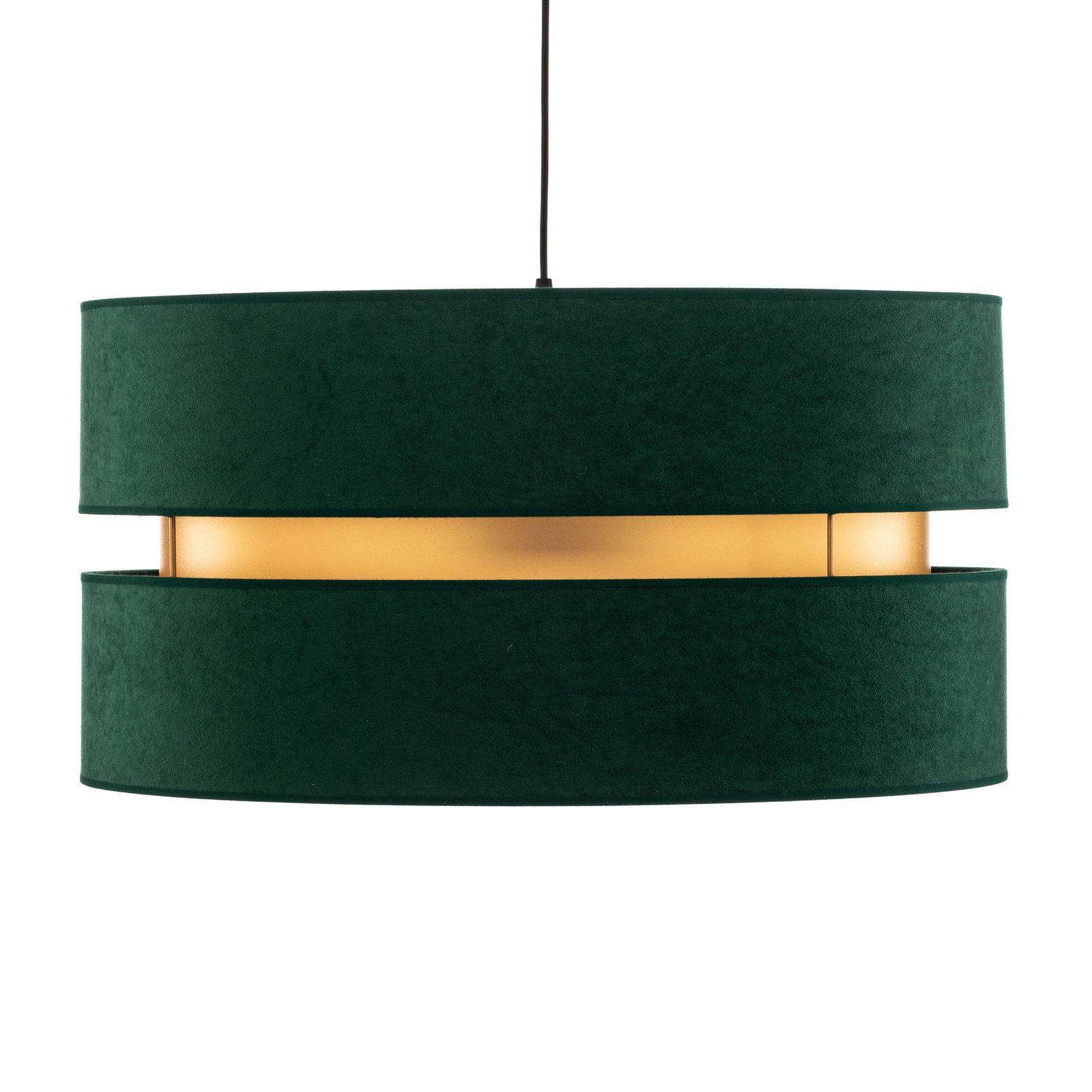 Duo pendant light, green/gold, Ø 60 cm, 1-bulb