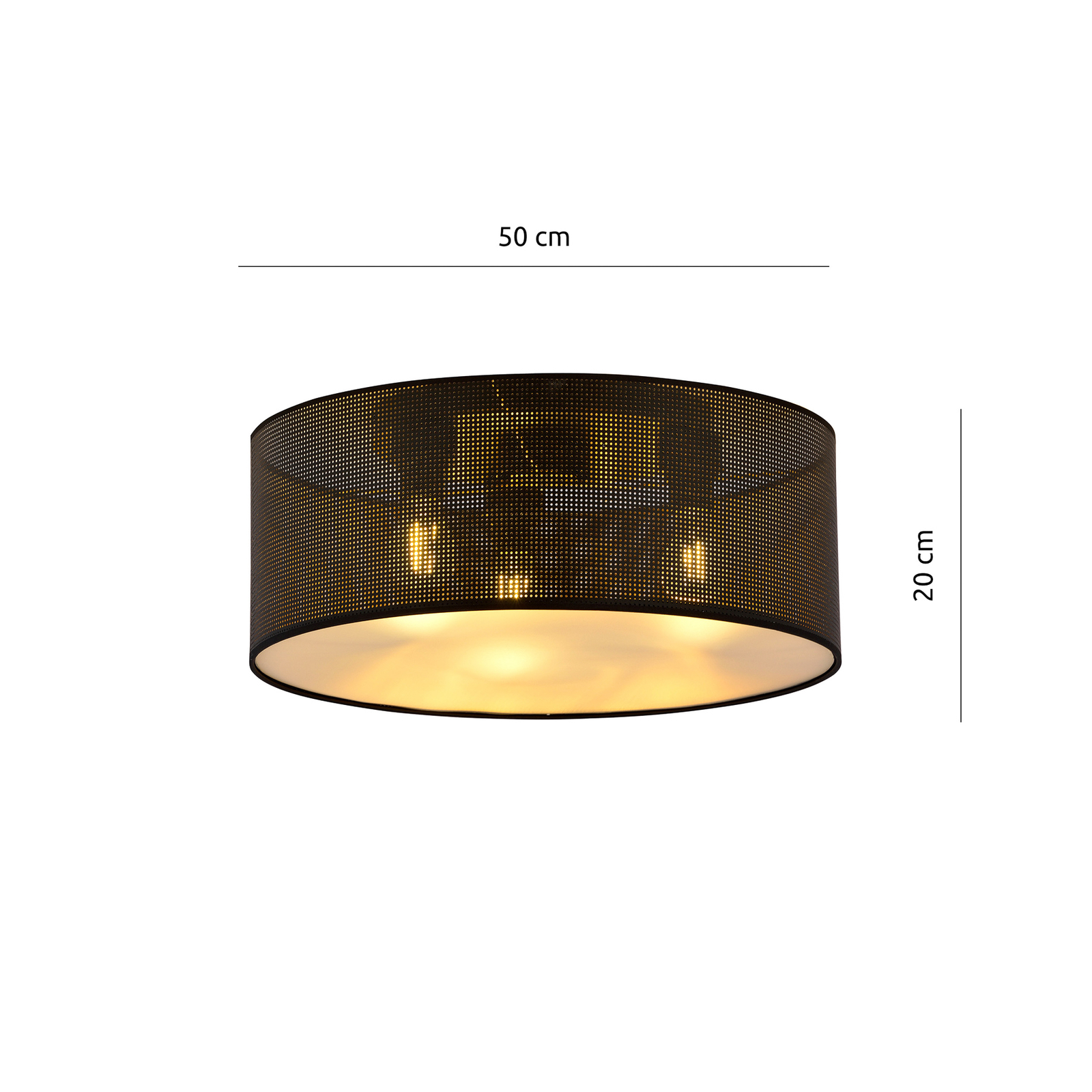 Aston loftlampe, Ø 50 cm, sort/guld
