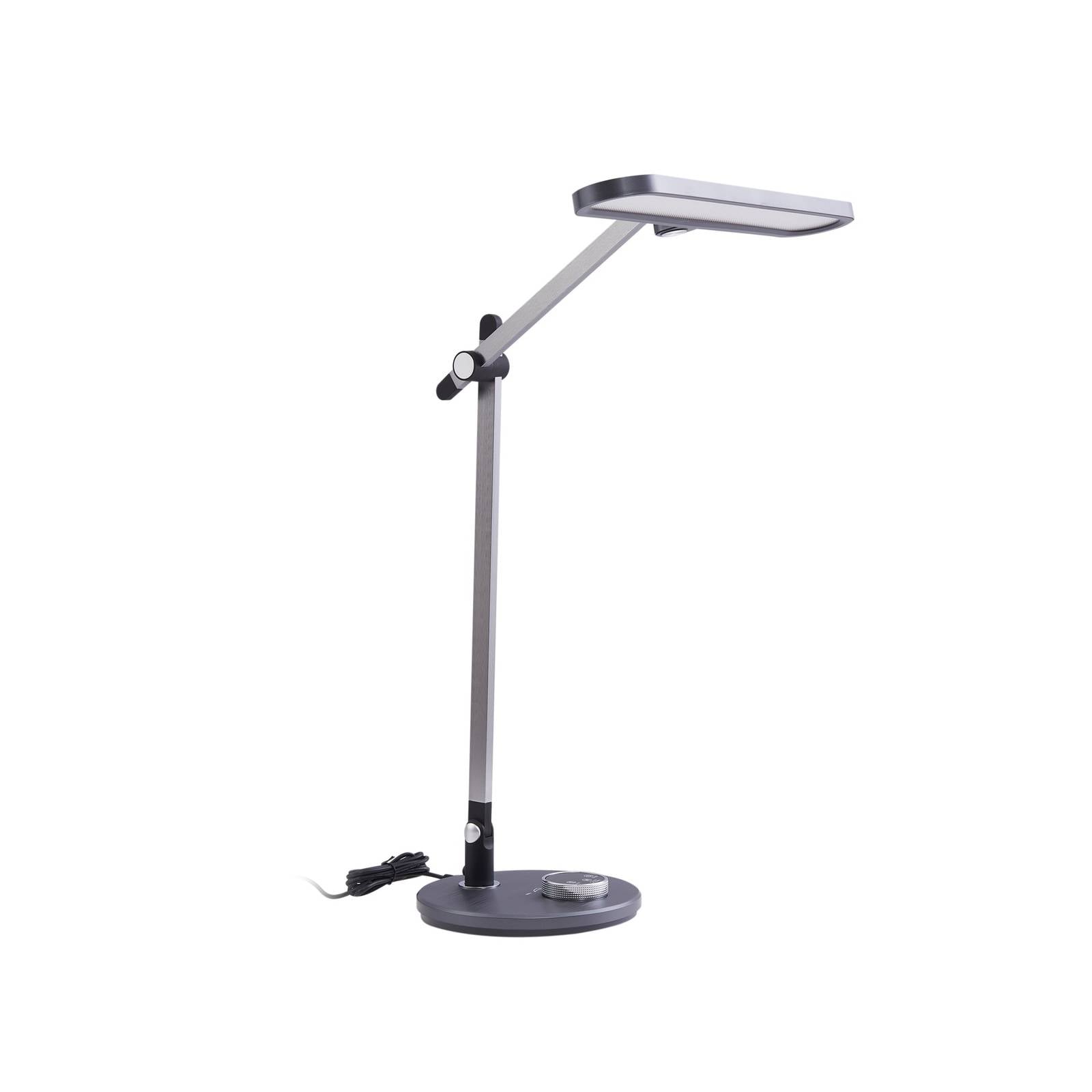Lindby LED-Tischleuchte Elvir, grau, Alu, Höhe 53cm, CCT