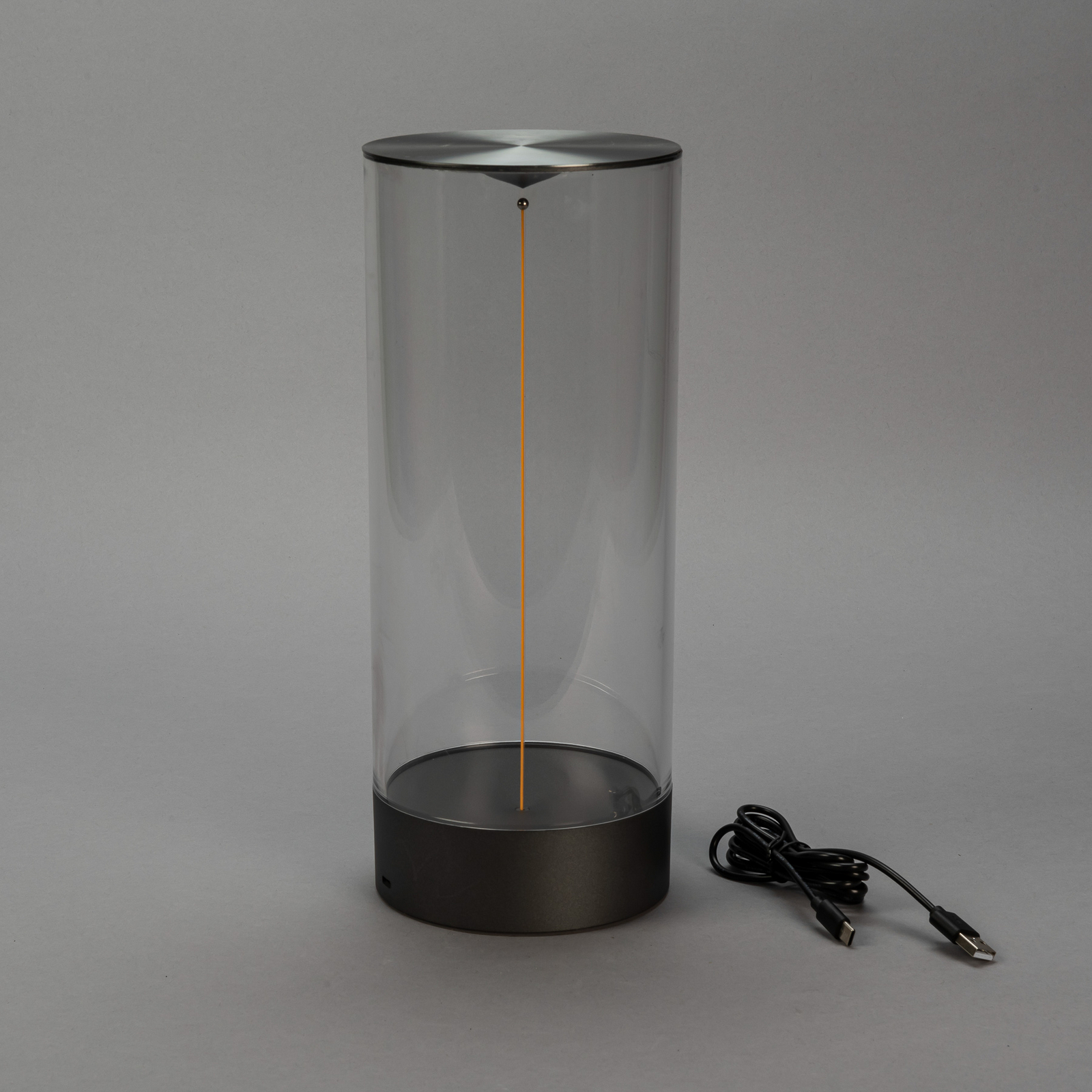 LED tafellamp Edison, hoogte 32 cm, grijs/helder, IP54 LED tafellamp Edison, hoogte 32 cm, grijs/helder, IP54