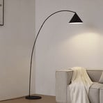 Lindby Bogenlampe Triangolo, schwarz, Höhe 195cm, Metall E27