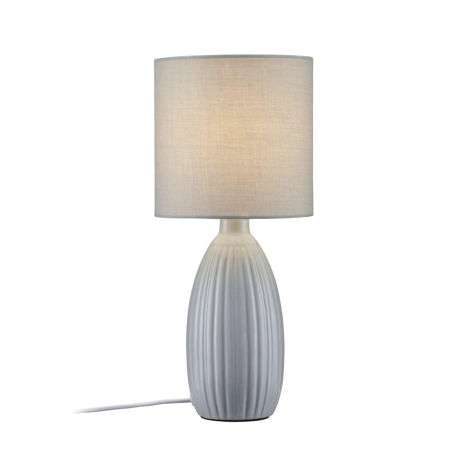 PR Home Stolní lampa Uno, světle šedá, výška 47 cm, textil/keramika