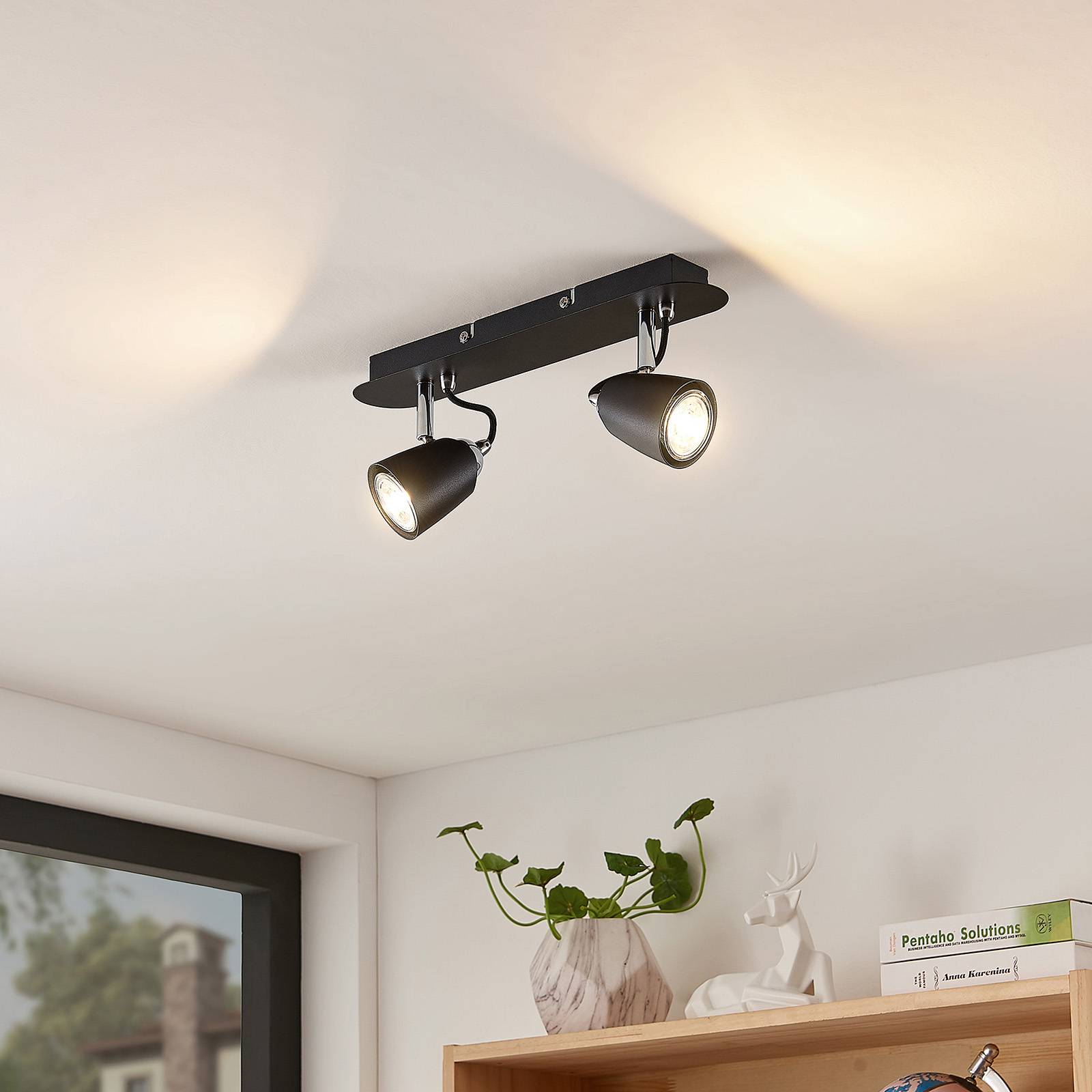 Lindby Noria spot pour plafond noir à 2 lampes