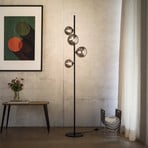 IDEAL LUX -maavalaisin Perlage, musta/savuharmaa, korkeus 164 cm, 4-lamppuinen