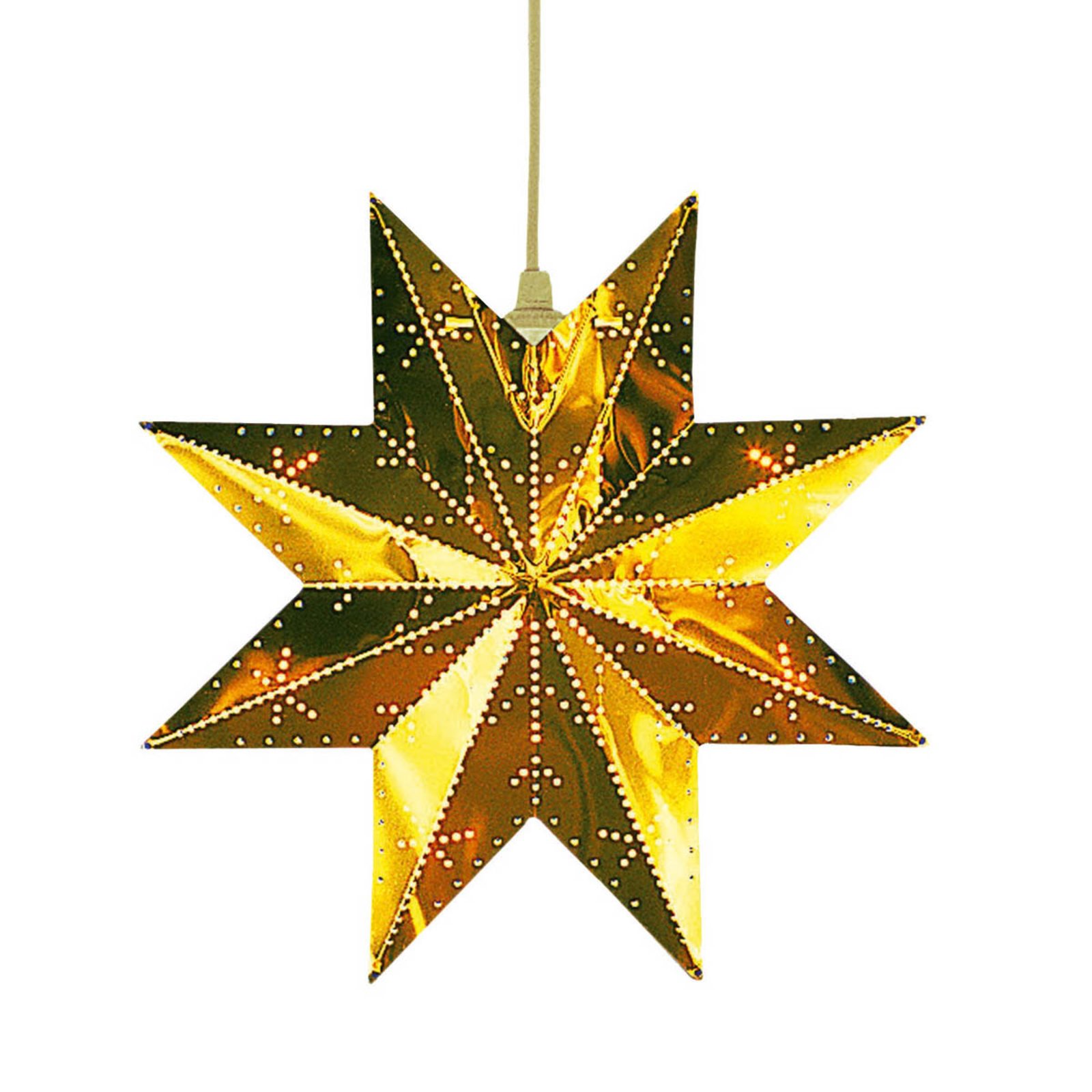 Perforated star in shiny brass